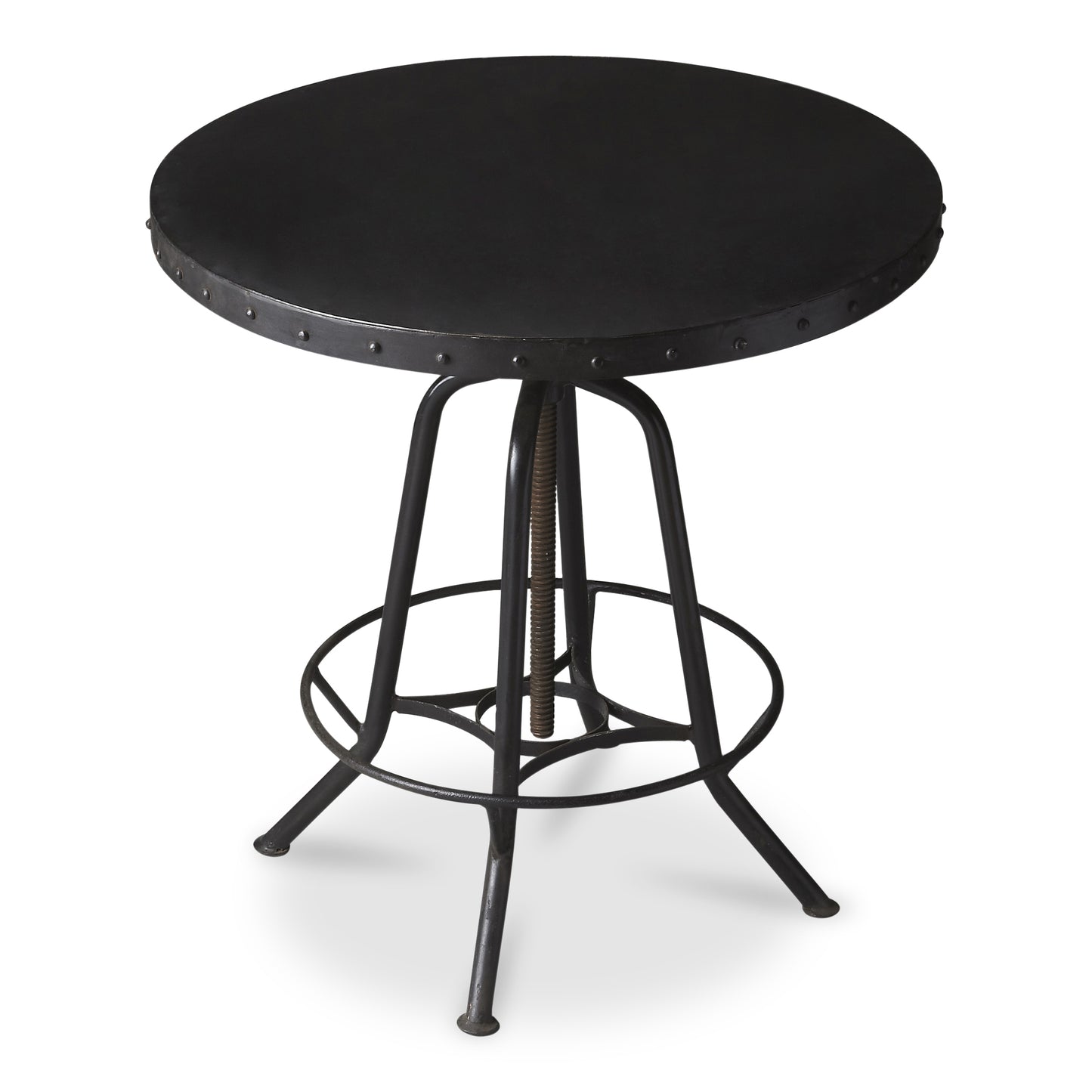 Butler Specialty Company EngleWood 29 in. W Round Metal Industrial Hall/Pub Table with Foot Support, Black