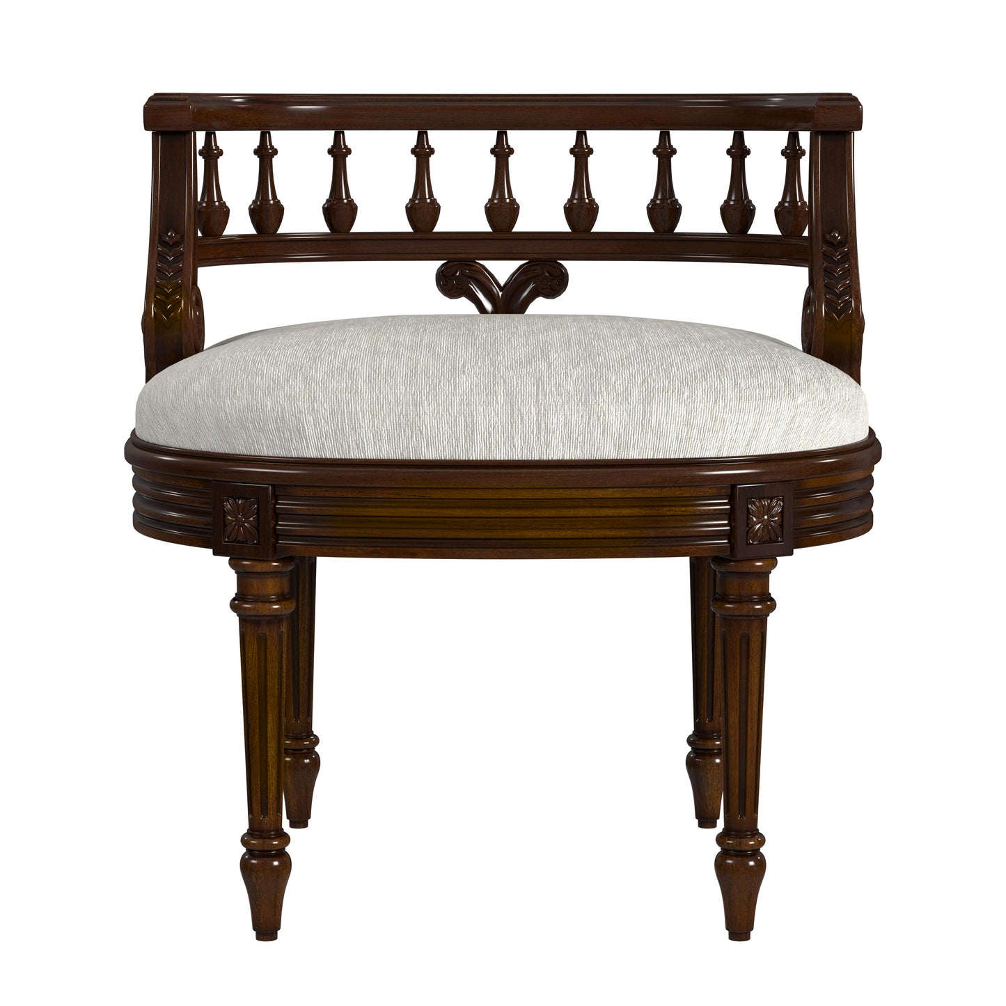 Butler Specialty Company Hathaway 22.5 in. W Oval Upholstered and Wood Traditional Vanity Seat, Medium Brown