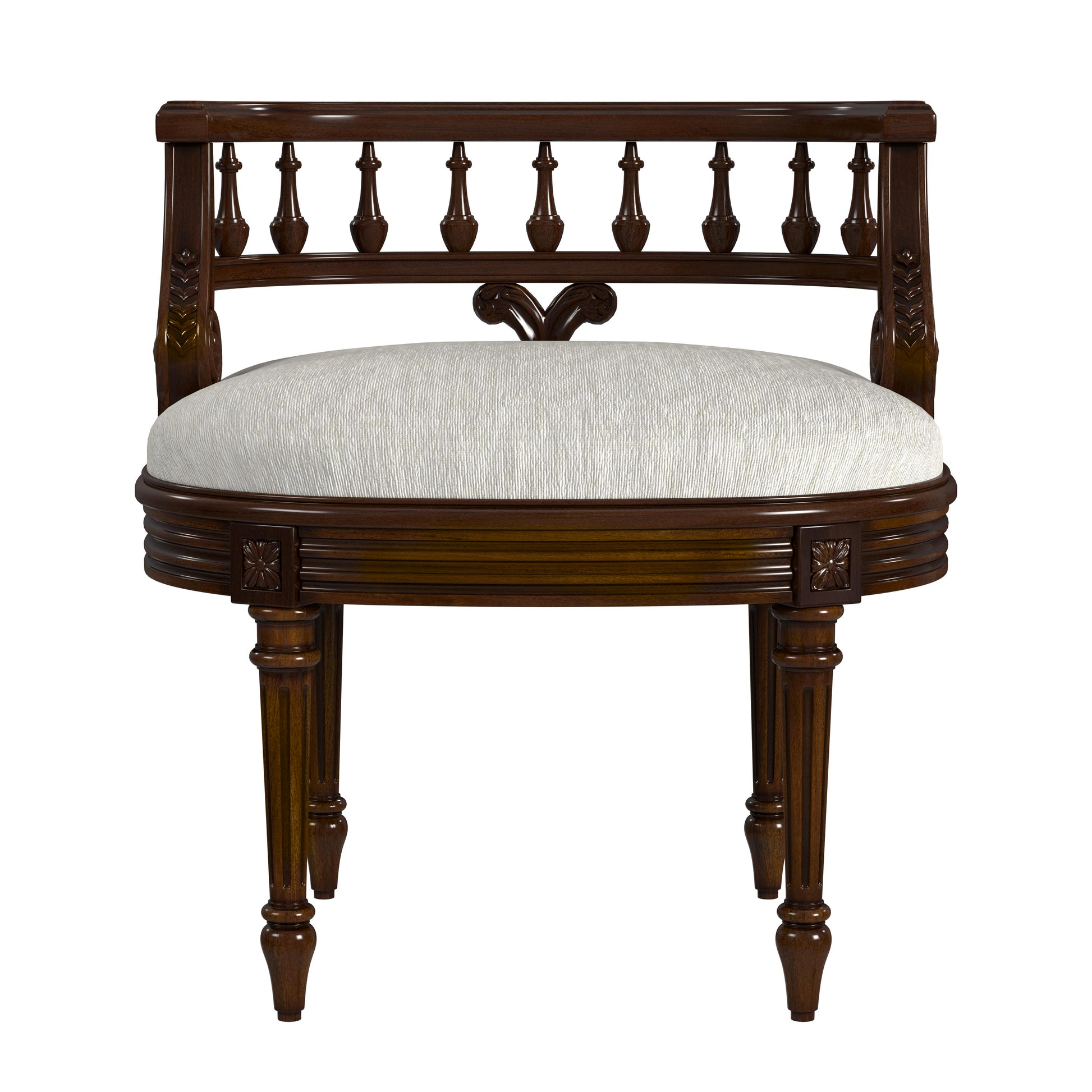 Butler Specialty Company Hathaway 22.5 in. W Oval Upholstered and Wood Traditional Vanity Seat, Medium Brown