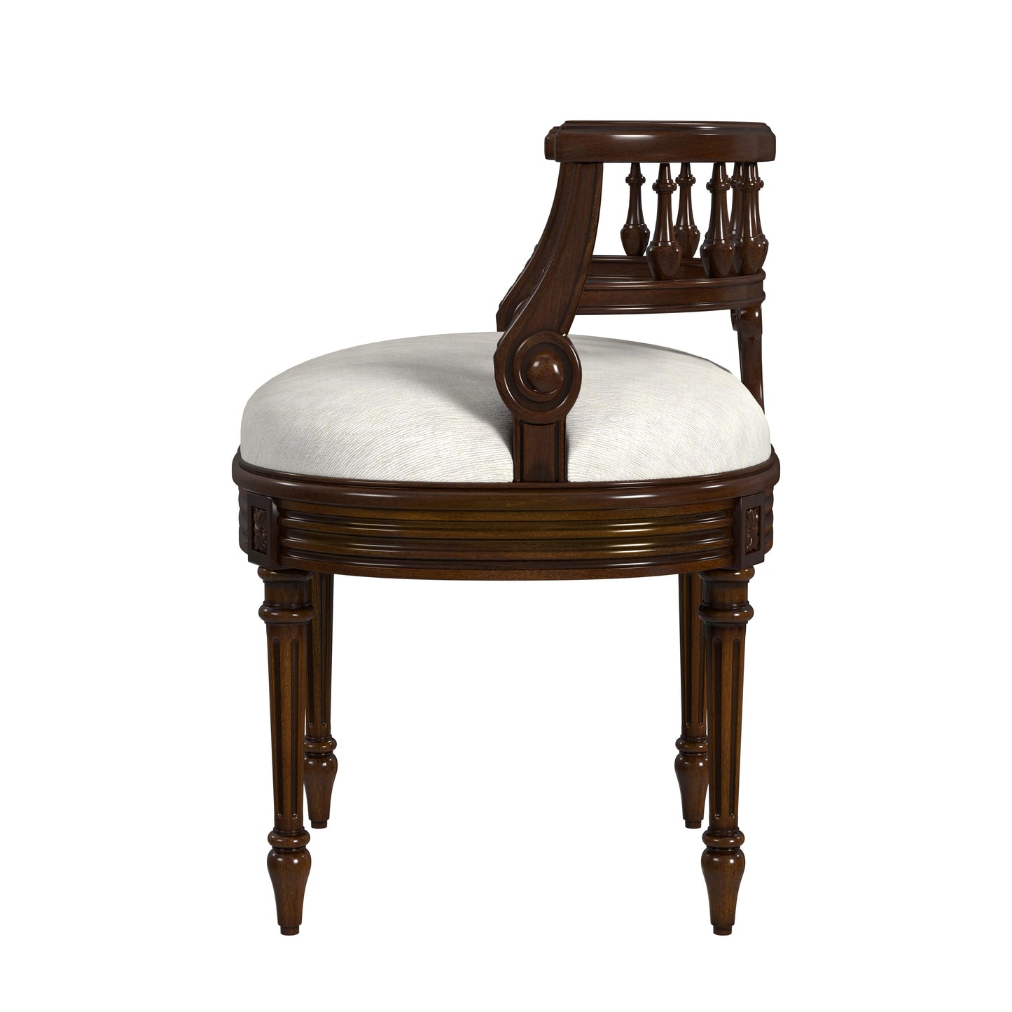 Butler Specialty Company Hathaway 22.5 in. W Oval Upholstered and Wood Traditional Vanity Seat, Medium Brown