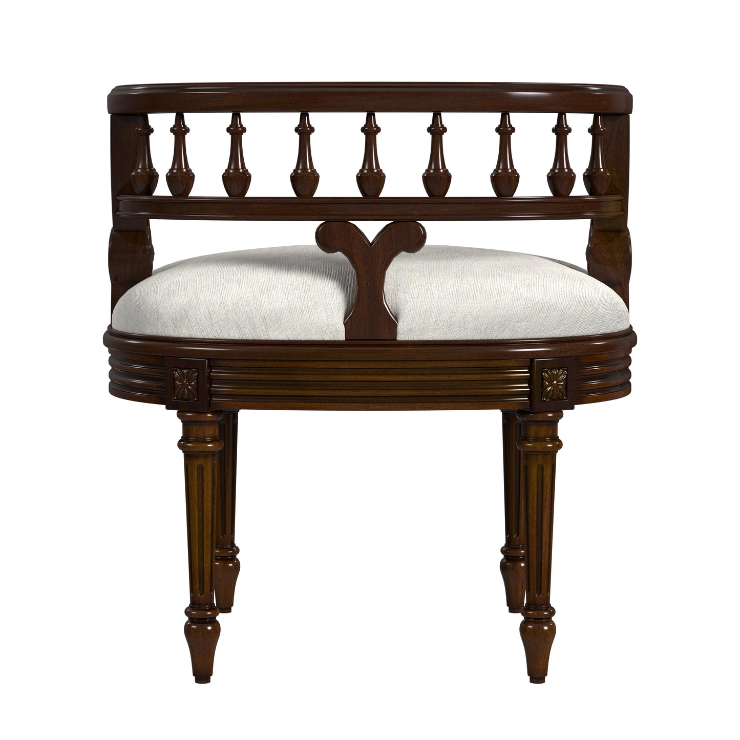 Butler Specialty Company Hathaway 22.5 in. W Oval Upholstered and Wood Traditional Vanity Seat, Medium Brown