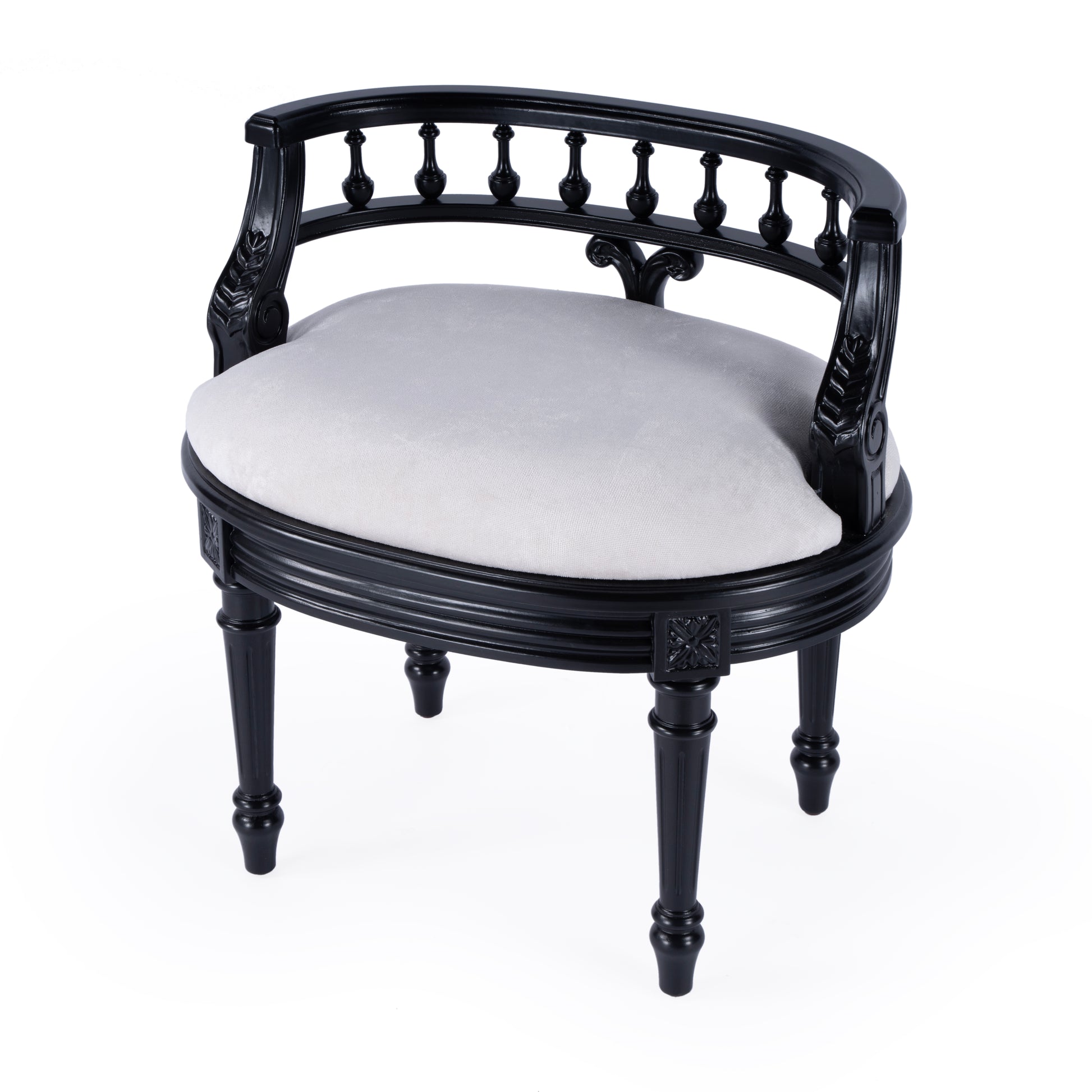 Butler Specialty Company Hathaway 22.5 in. W Oval Upholstered and Wood Traditional Vanity Seat, Black