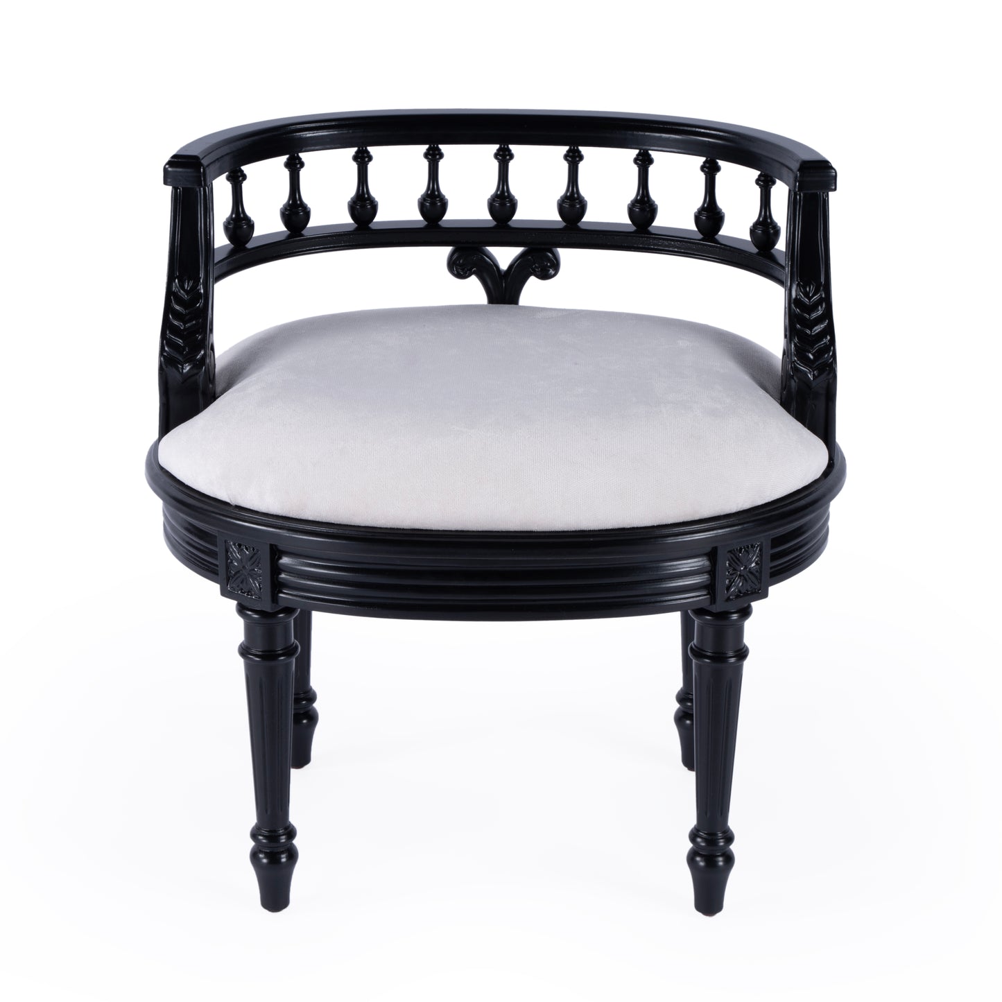 Butler Specialty Company Hathaway 22.5 in. W Oval Upholstered and Wood Traditional Vanity Seat, Black