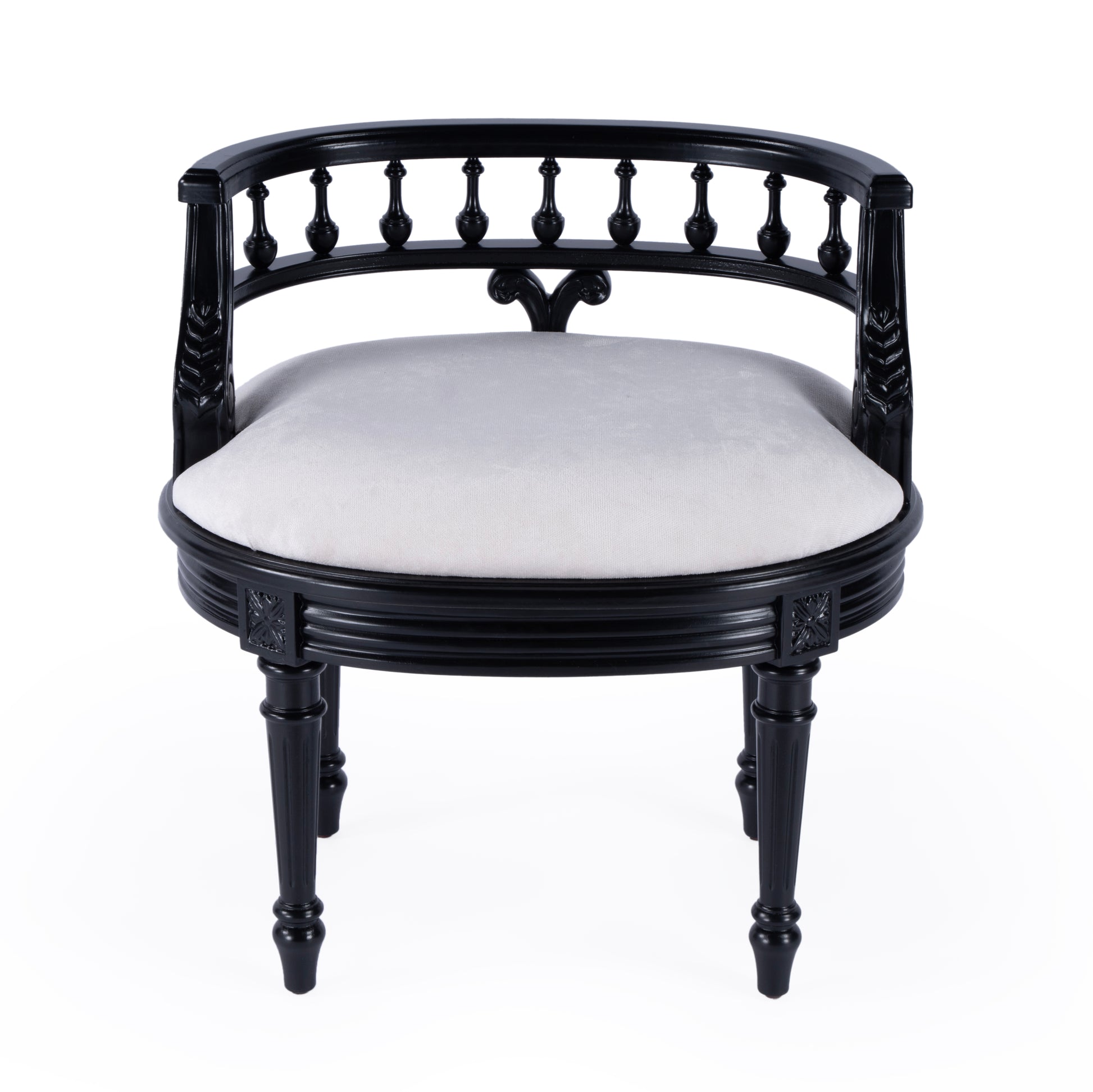 Butler Specialty Company Hathaway 22.5 in. W Oval Upholstered and Wood Traditional Vanity Seat, Black