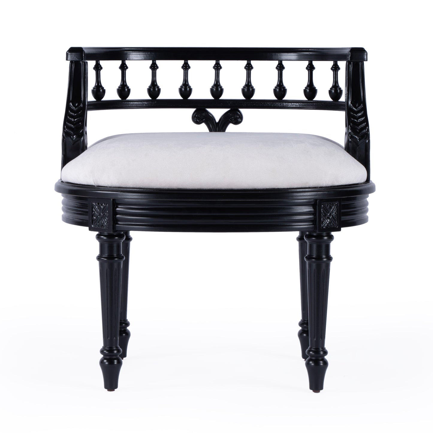 Butler Specialty Company Hathaway 22.5 in. W Oval Upholstered and Wood Traditional Vanity Seat, Black