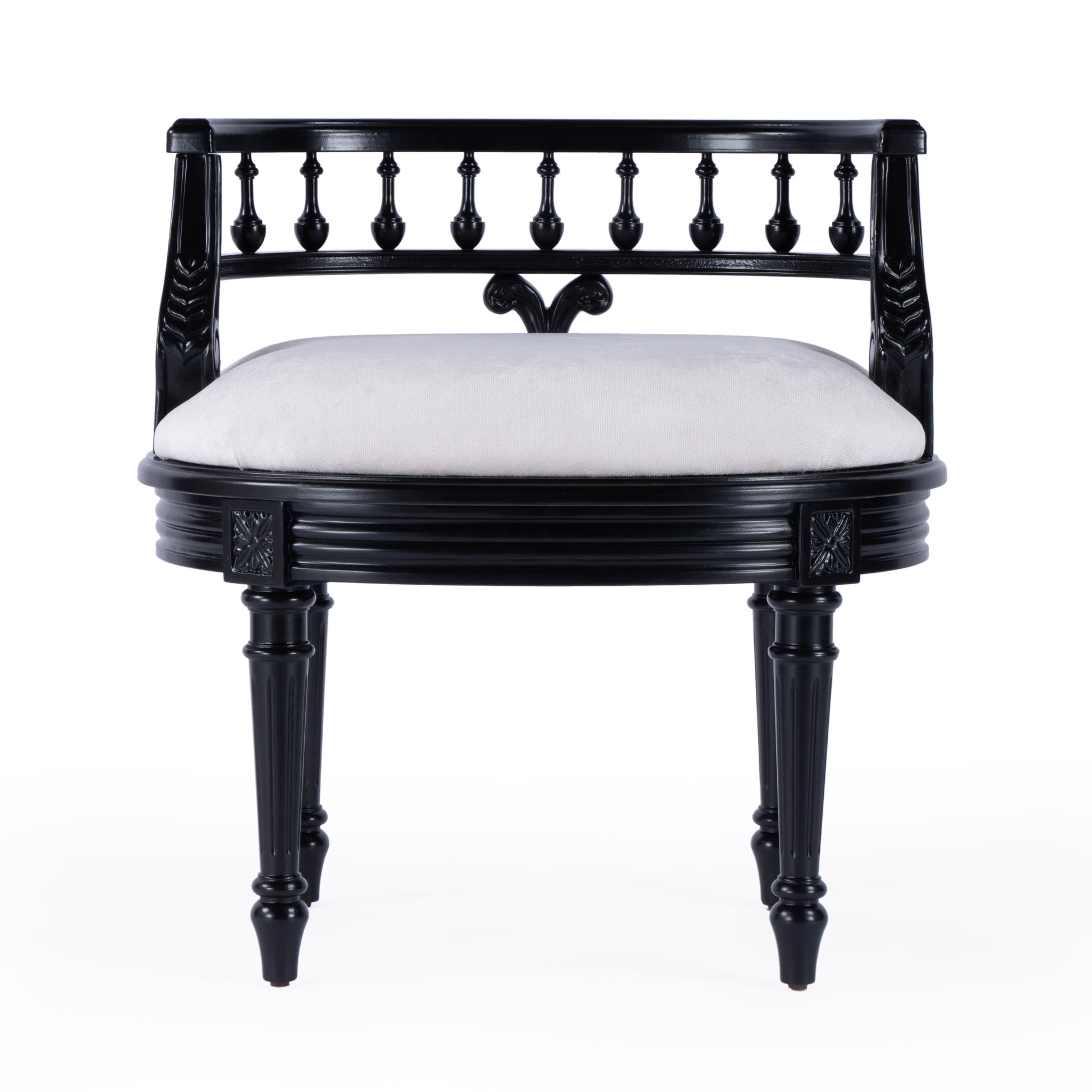 Butler Specialty Company Hathaway 22.5 in. W Oval Upholstered and Wood Traditional Vanity Seat, Black