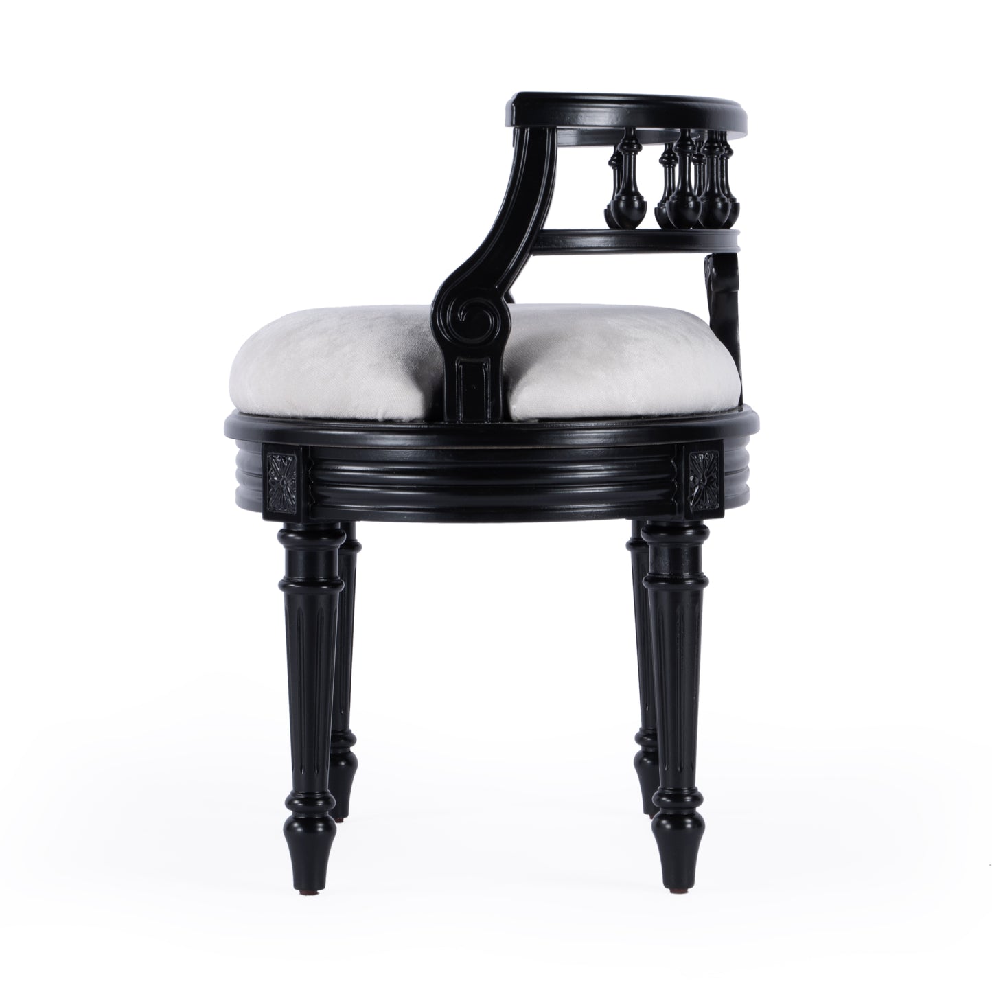 Butler Specialty Company Hathaway 22.5 in. W Oval Upholstered and Wood Traditional Vanity Seat, Black