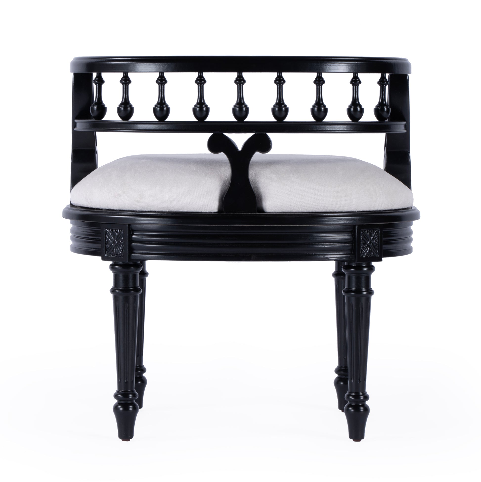 Butler Specialty Company Hathaway 22.5 in. W Oval Upholstered and Wood Traditional Vanity Seat, Black