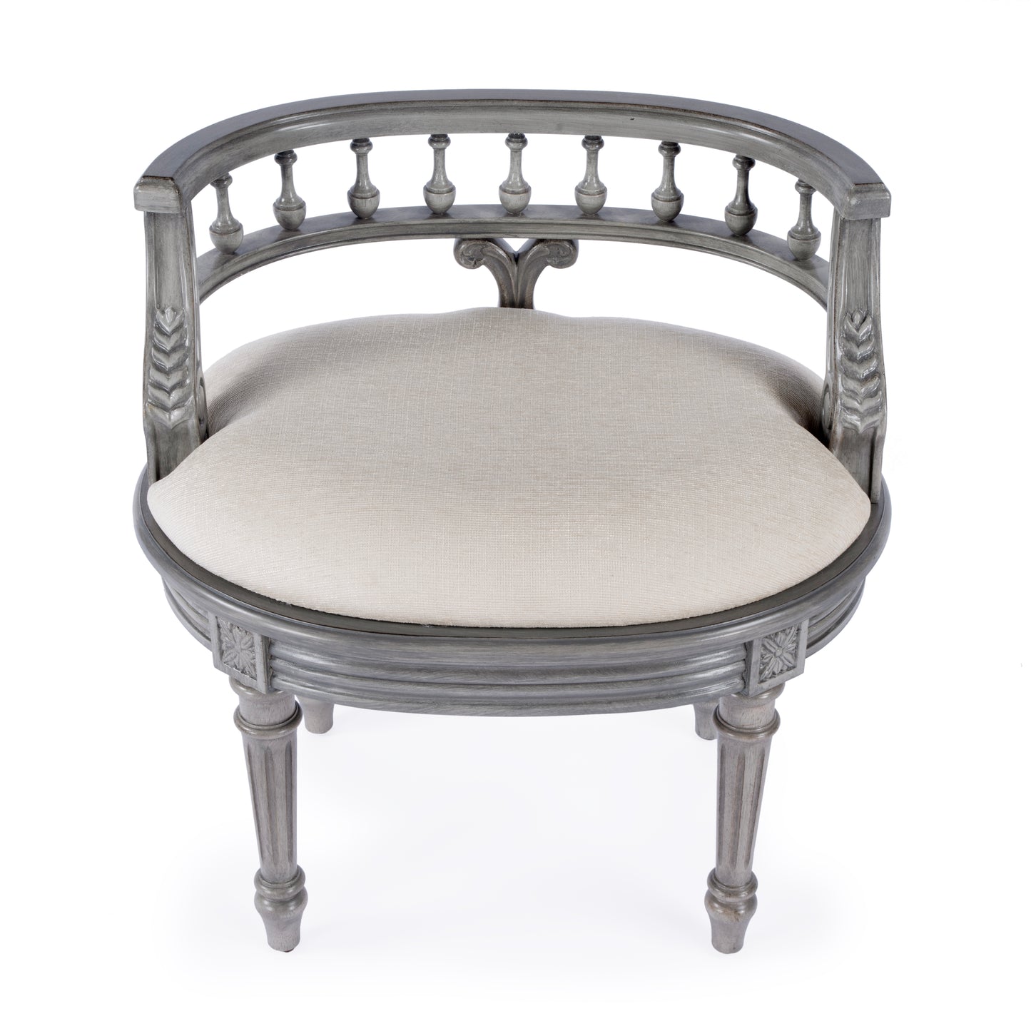 Hathaway Upholstered 22.5"W Vanity Seat in Gray 1218418