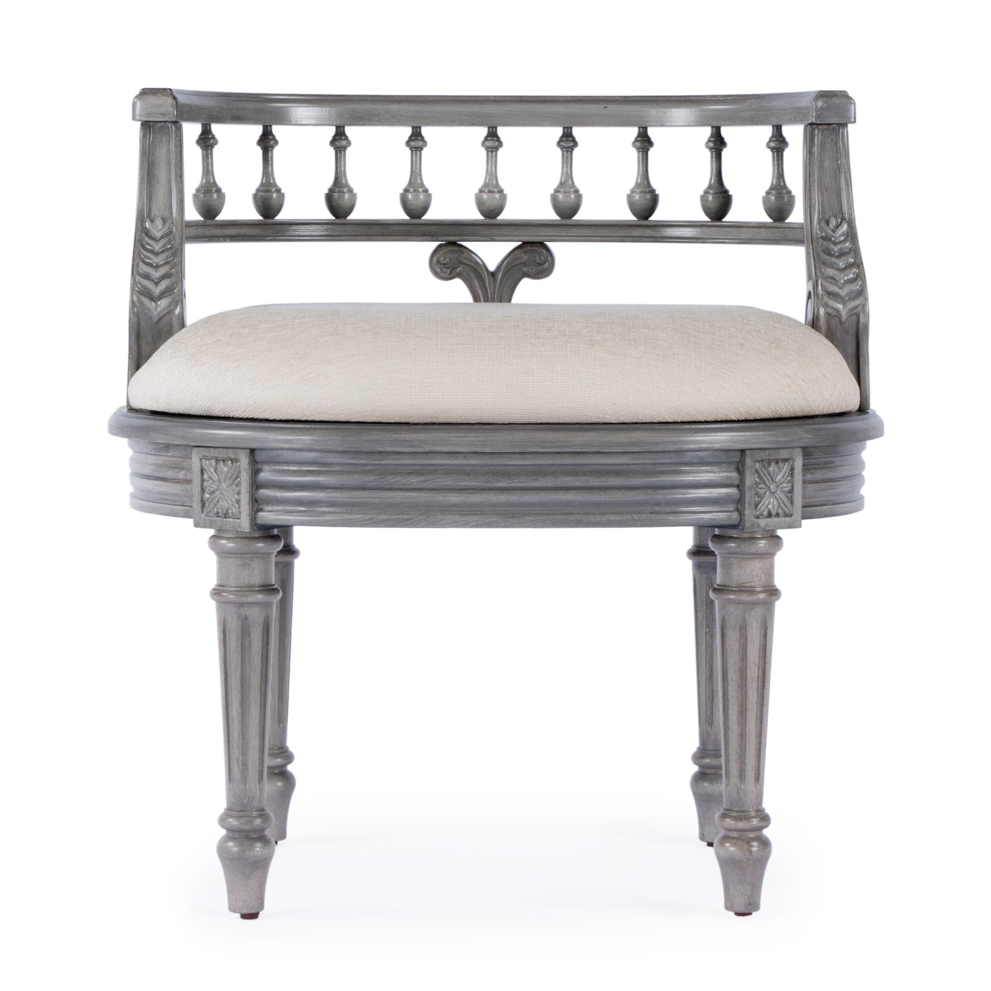 Hathaway Upholstered 22.5"W Vanity Seat in Gray 1218418