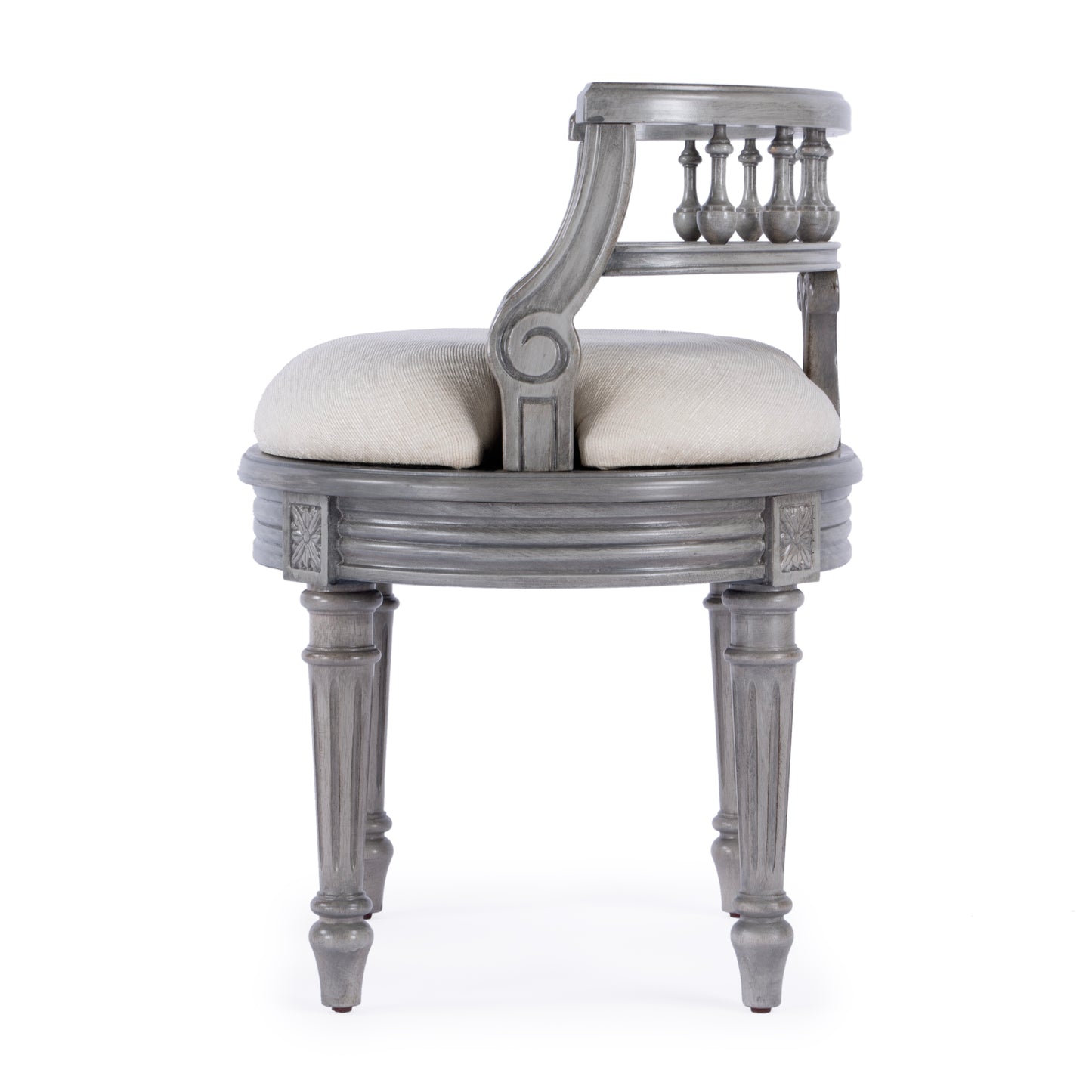 Hathaway Upholstered 22.5"W Vanity Seat in Gray 1218418