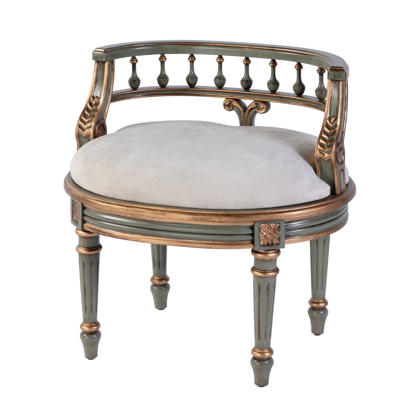 Butler Specialty Company Hathaway 22.5 in. W Oval Upholstered and Wood Traditional Vanity Seat, Pastel Green