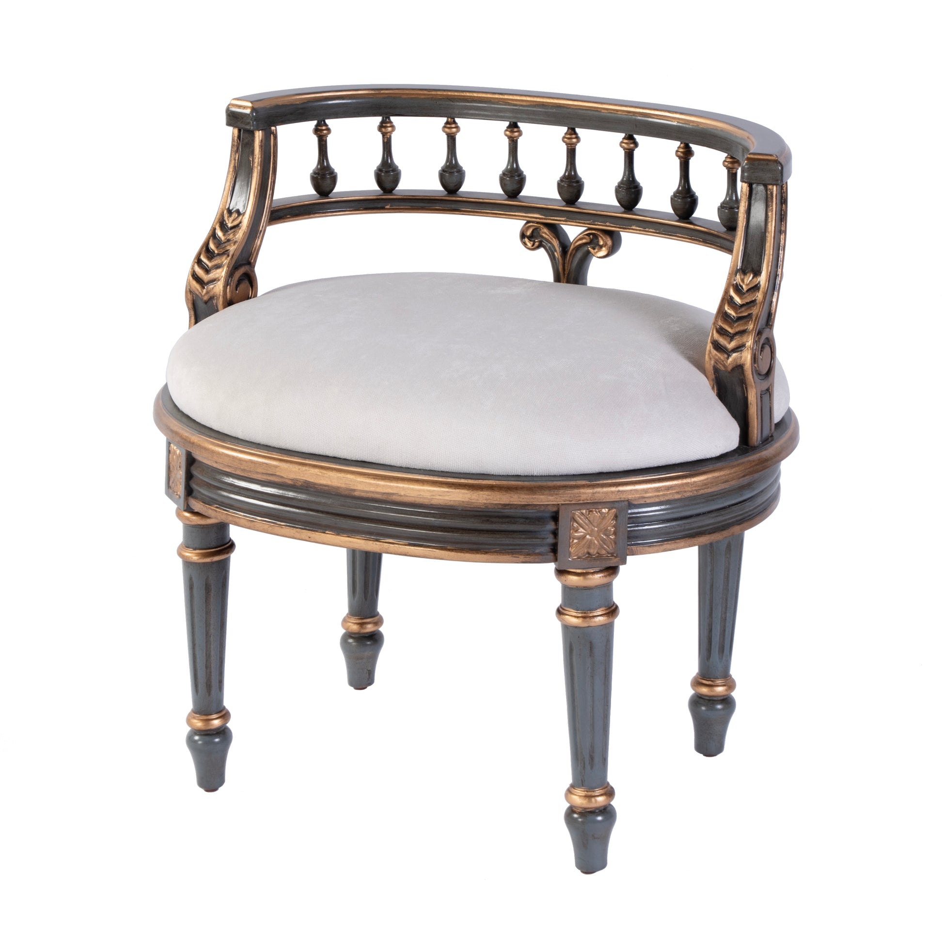 Butler Specialty Company Hathaway 22.5 in. W Oval Upholstered and Wood Traditional Vanity Seat, Pastel Blue