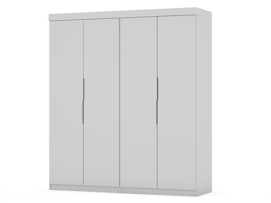 Manhattan Comfort Mulberry 2 Sectional Modern Wardrobe Closet with 4 Drawers - Set of 2 in White 121GMC1