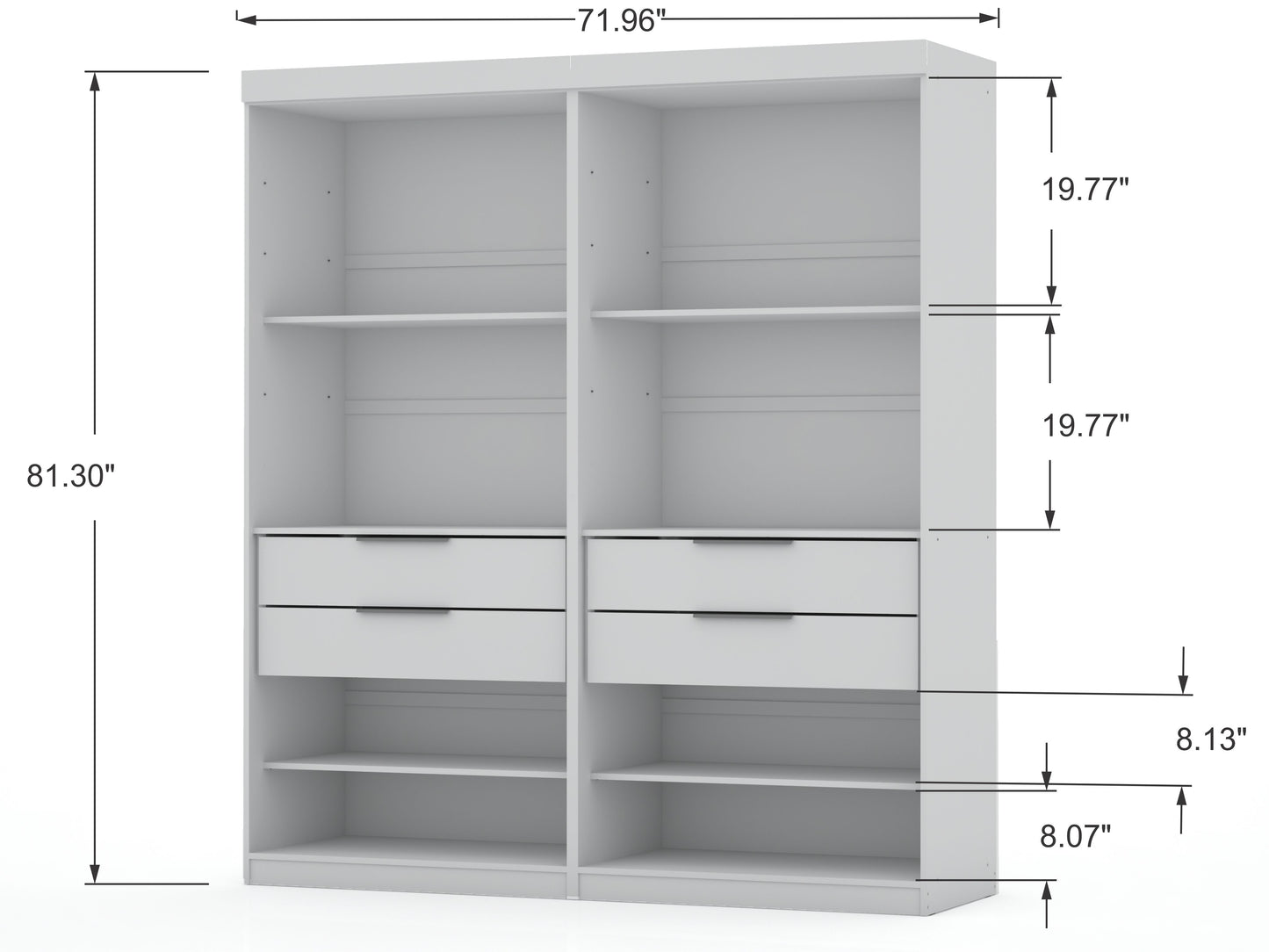 Mulberry Contemporary Modern 9-Piece Wardrobe Closet in White 121GMC1