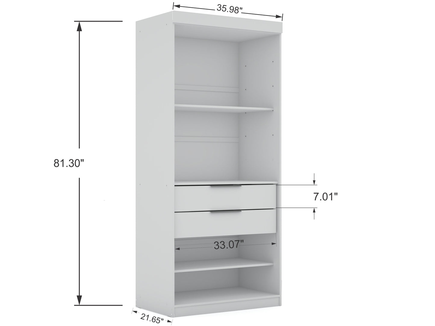 Mulberry Contemporary Modern 9-Piece Wardrobe Closet in White 121GMC1