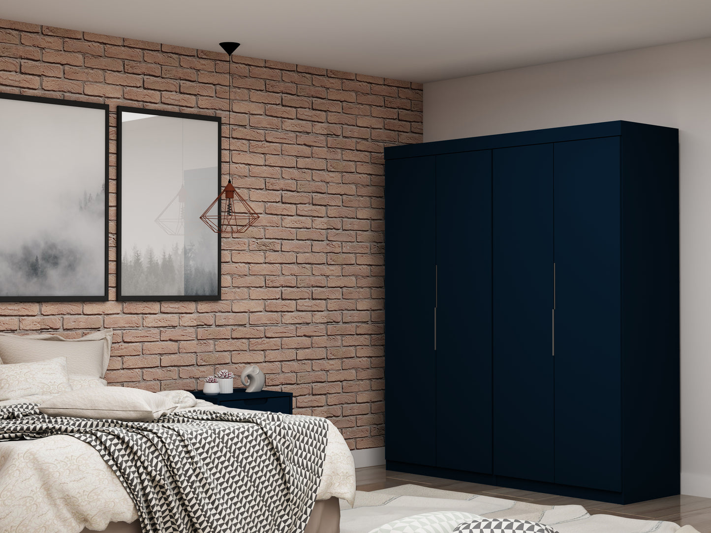 Mulberry Contemporary Modern 9-Piece Wardrobe Closet in Midnight Blue 121GMC4