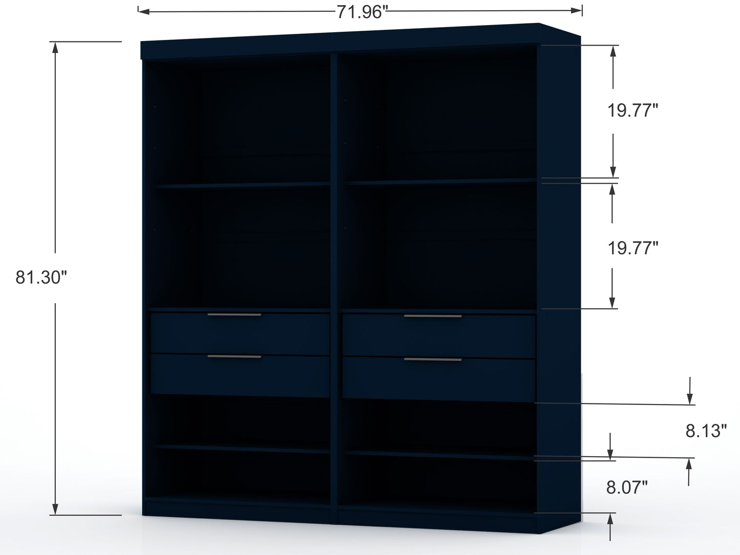 Mulberry Contemporary Modern 9-Piece Wardrobe Closet in Midnight Blue 121GMC4