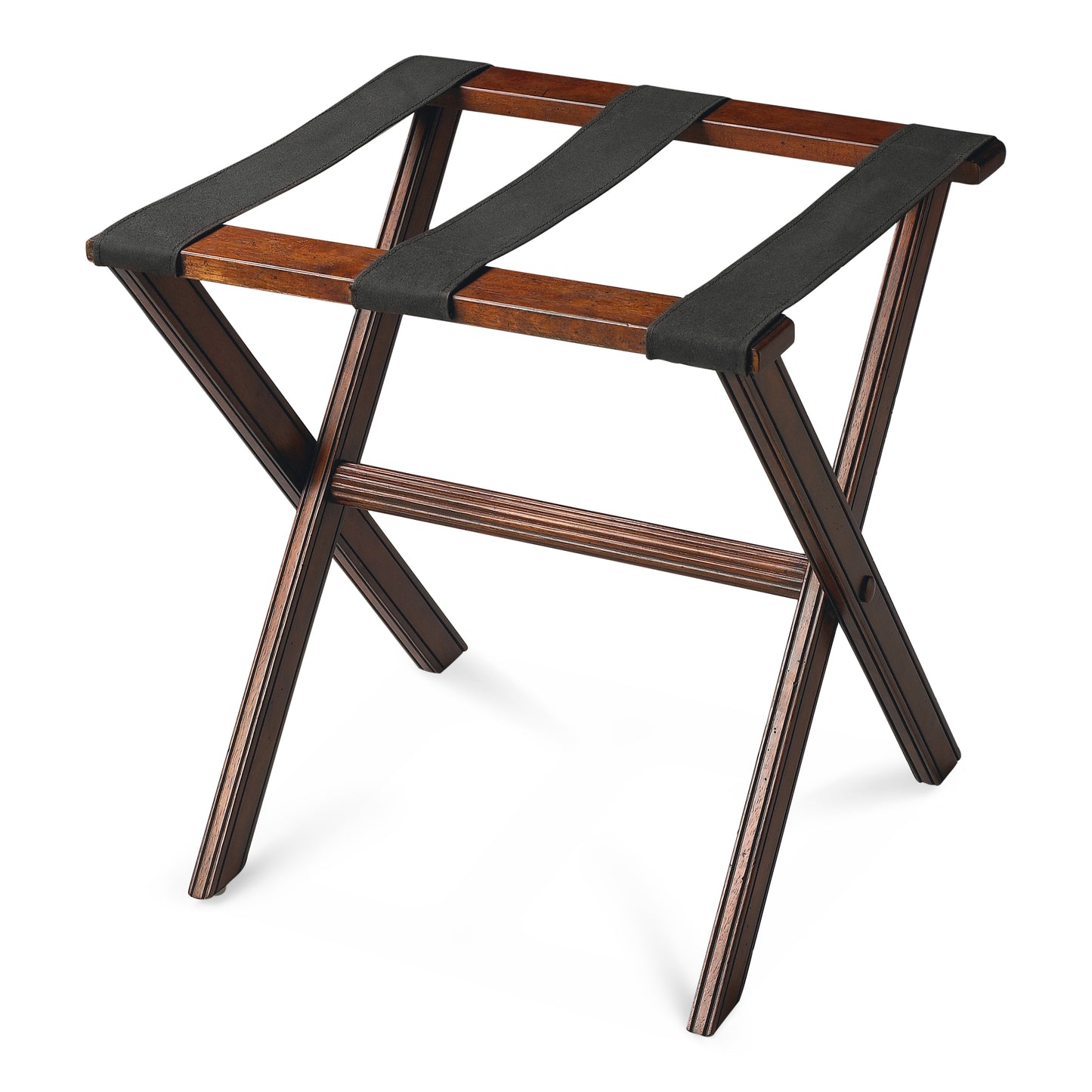 Butler Specialty Company Anthony 25.25 in. W Rectangular Fabric and Wood Folding Luggage Rack, Dark Brown