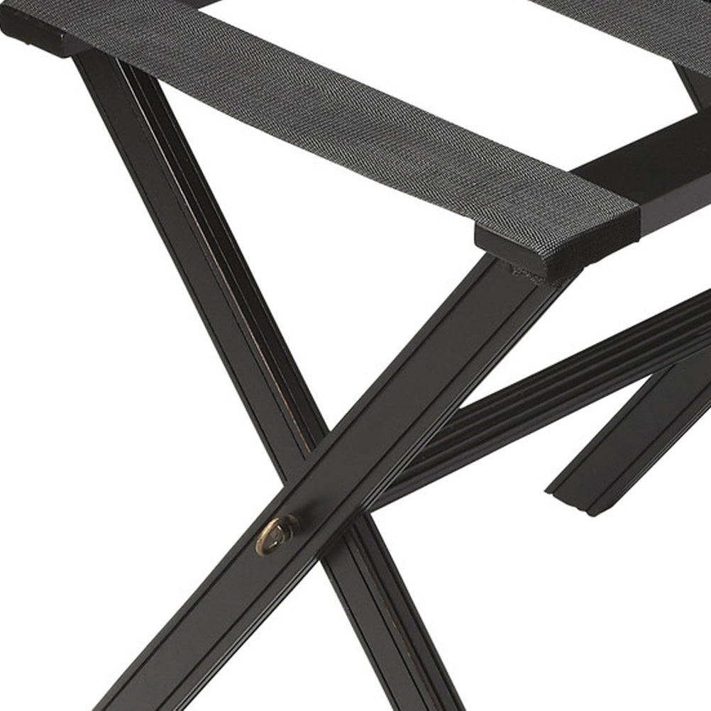 Butler Specialty Company Anthony 25.25 in. W Rectangular Fabric and Wood Folding Luggage Rack, Black