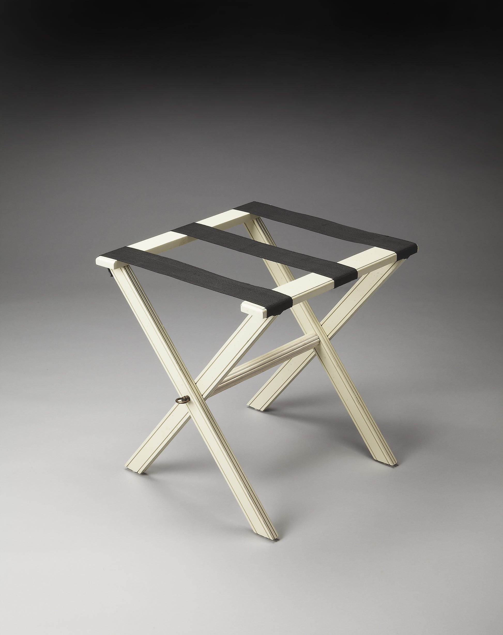 Butler Specialty Company Anthony 25.25 in. W Rectangular Fabric and Wood Folding Luggage Rack, White