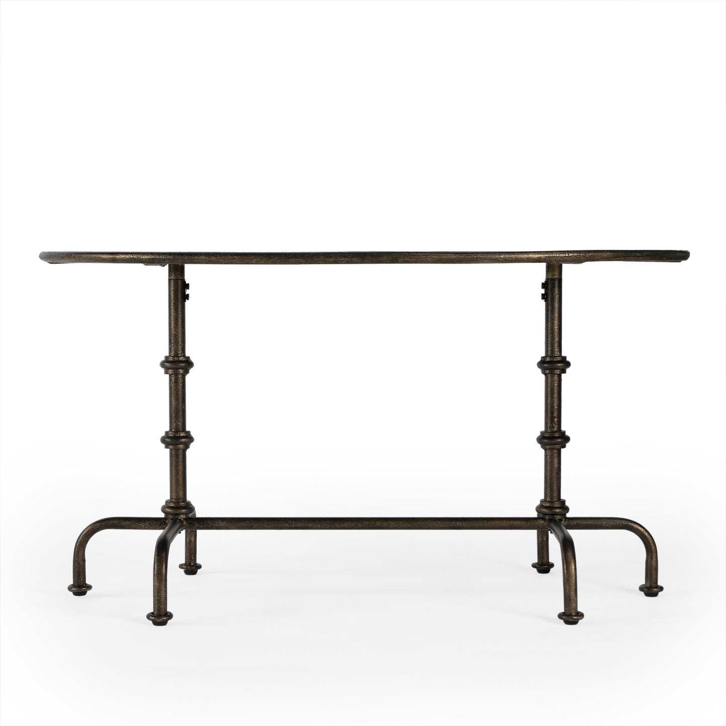 Butler Specialty Company Kira 38 in. W Oval Metal Industrial Coffee Table with Tray Top Edging, Silver