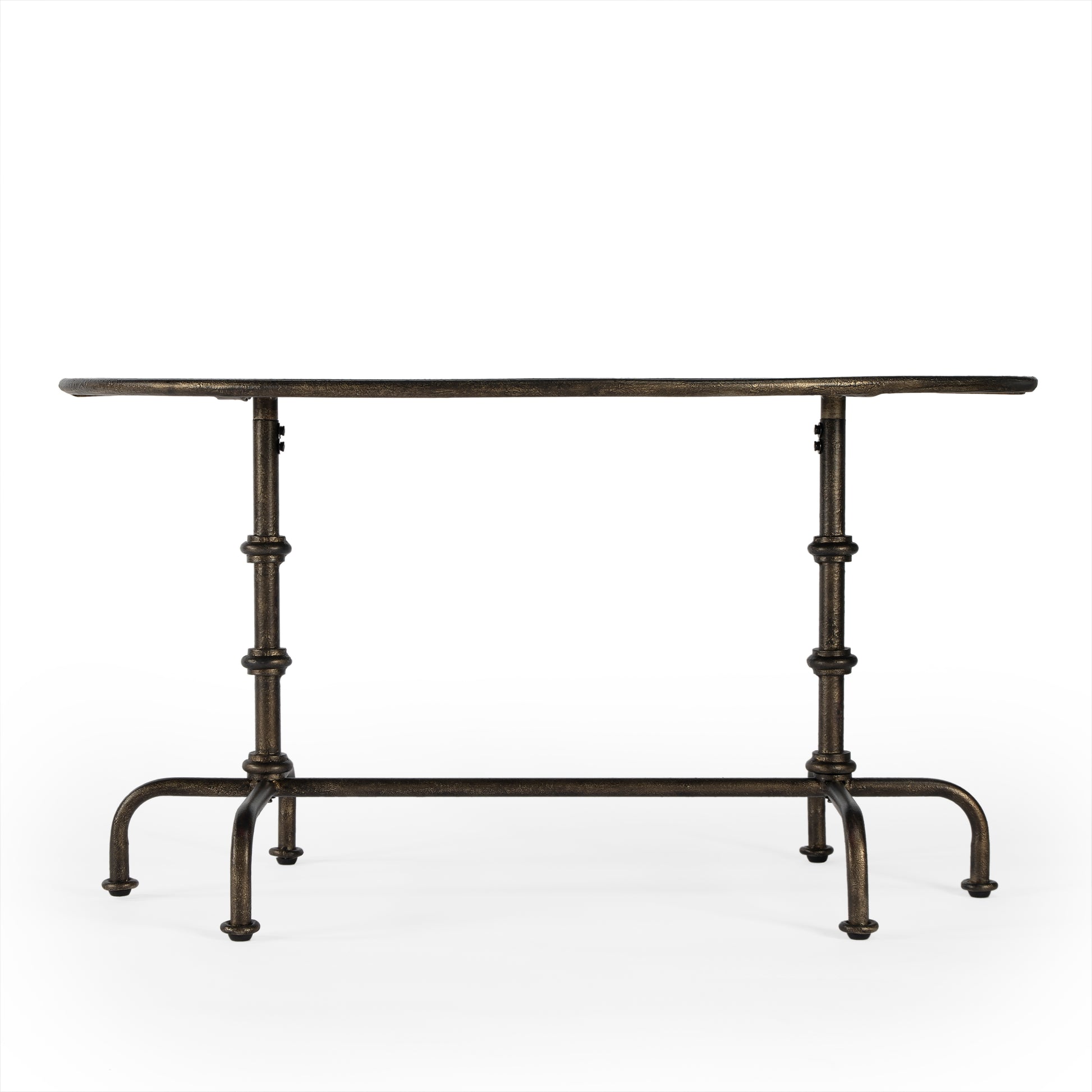 Butler Specialty Company Kira 38 in. W Oval Metal Industrial Coffee Table with Tray Top Edging, Silver