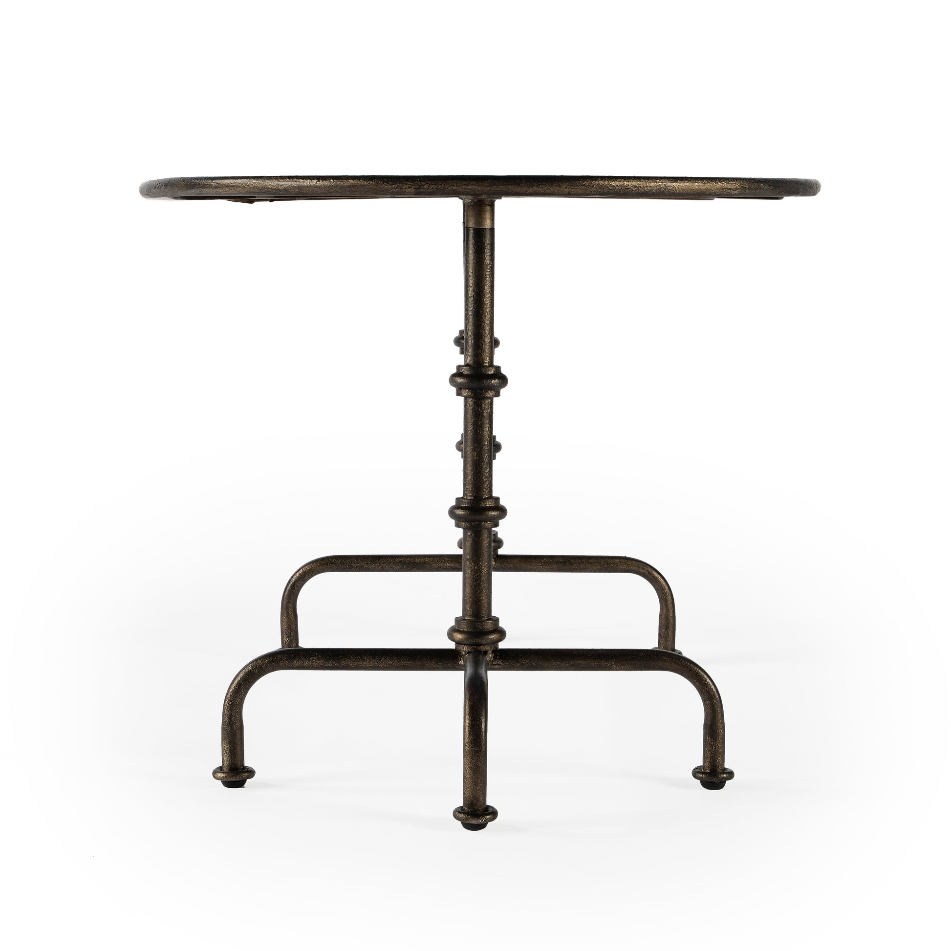 Butler Specialty Company Kira 38 in. W Oval Metal Industrial Coffee Table with Tray Top Edging, Silver