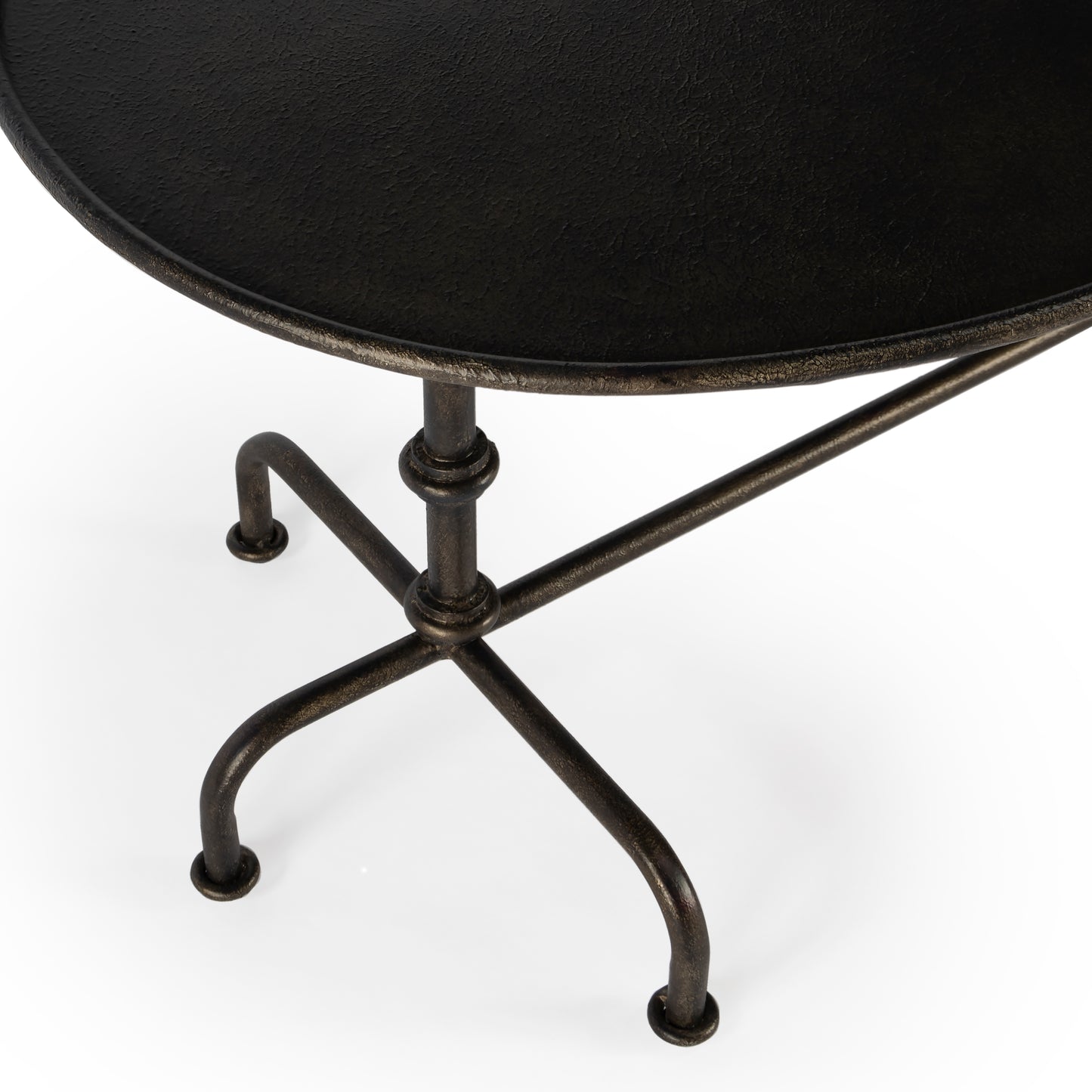 Butler Specialty Company Kira 38 in. W Oval Metal Industrial Coffee Table with Tray Top Edging, Silver