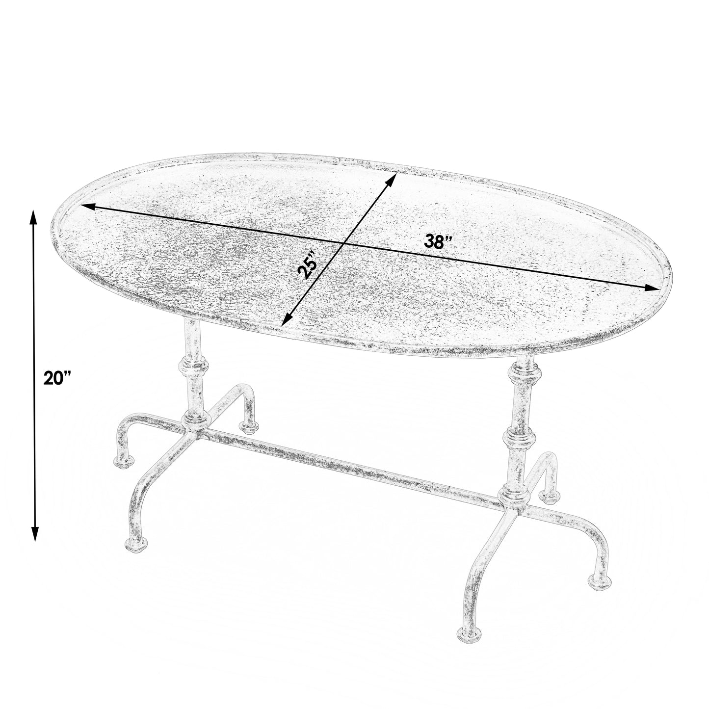 Butler Specialty Company Kira 38 in. W Oval Metal Industrial Coffee Table with Tray Top Edging, Silver