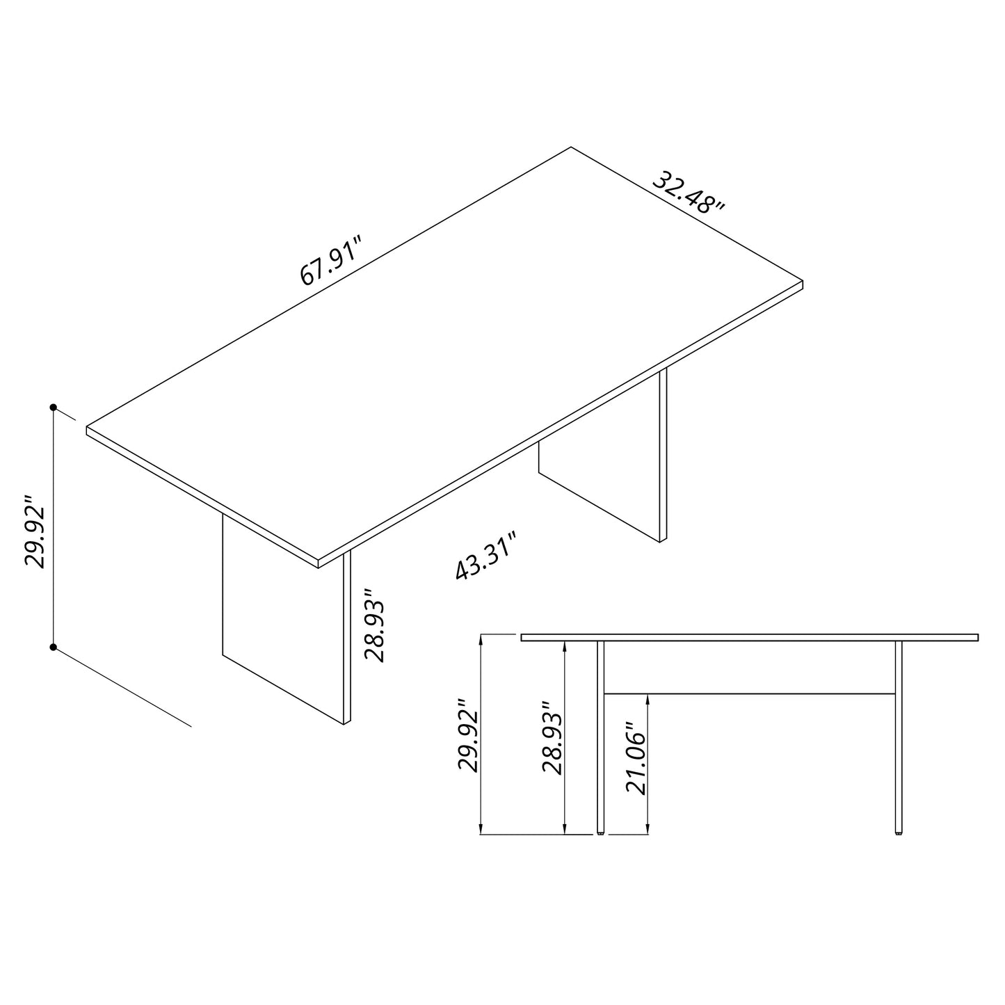 Nomad Modern 68" Dining Table in White 122GMC1