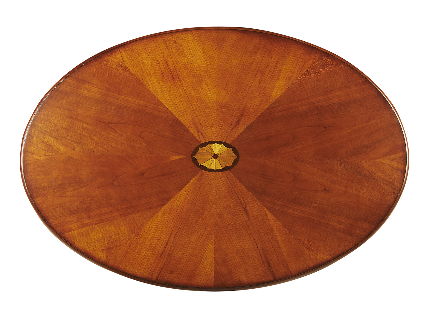Butler Specialty Company Clayton 38 in. W Oval Wood Coffee Table with Veneer Linen-Fold Inlay, Medium Brown