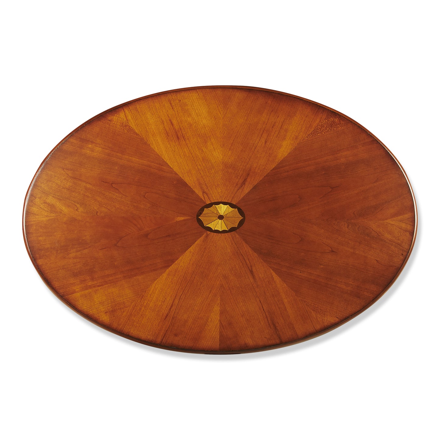 Butler Specialty Company Clayton 38 in. W Oval Wood Coffee Table with Veneer Linen-Fold Inlay, Medium Brown