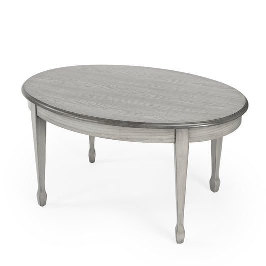 Clayton Oval Wood Coffee Table in Gray 1234418