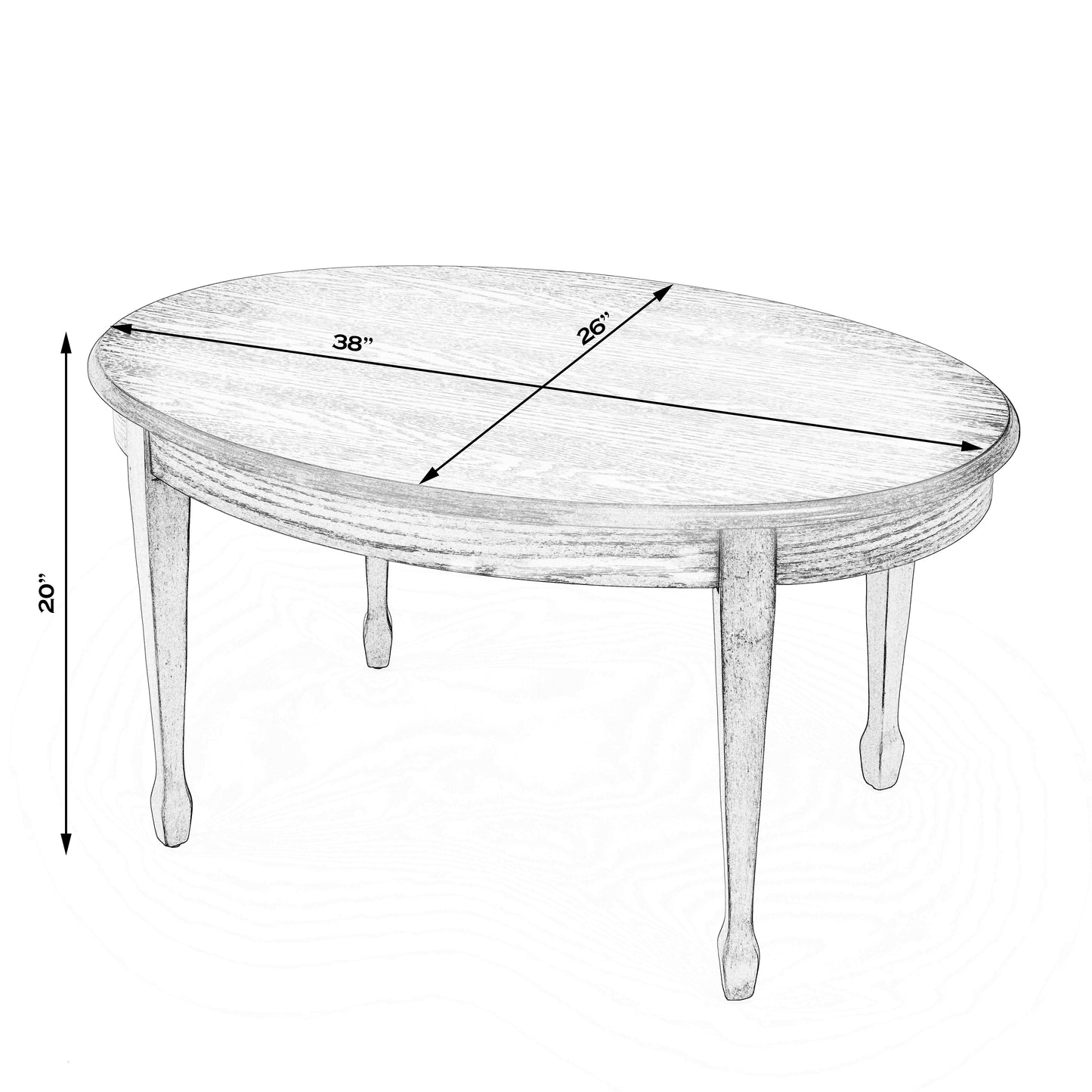 Clayton Oval Wood Coffee Table in Gray 1234418
