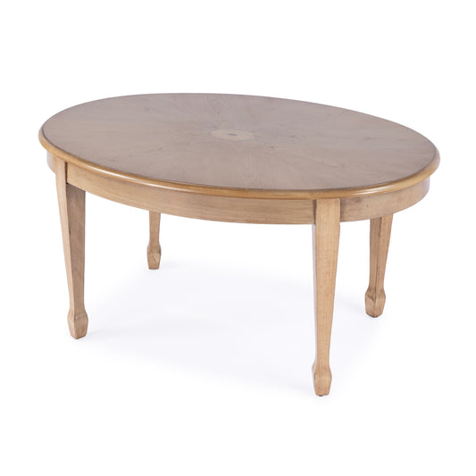 Clayton Oval Wood Coffee Table in Beige 1234424