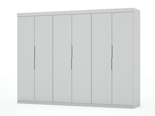 Manhattan Comfort Mulberry 2.0 Modern 3 Sectional Wardrobe Closet with 6 Drawers - Set of 3 in White 124GMC1