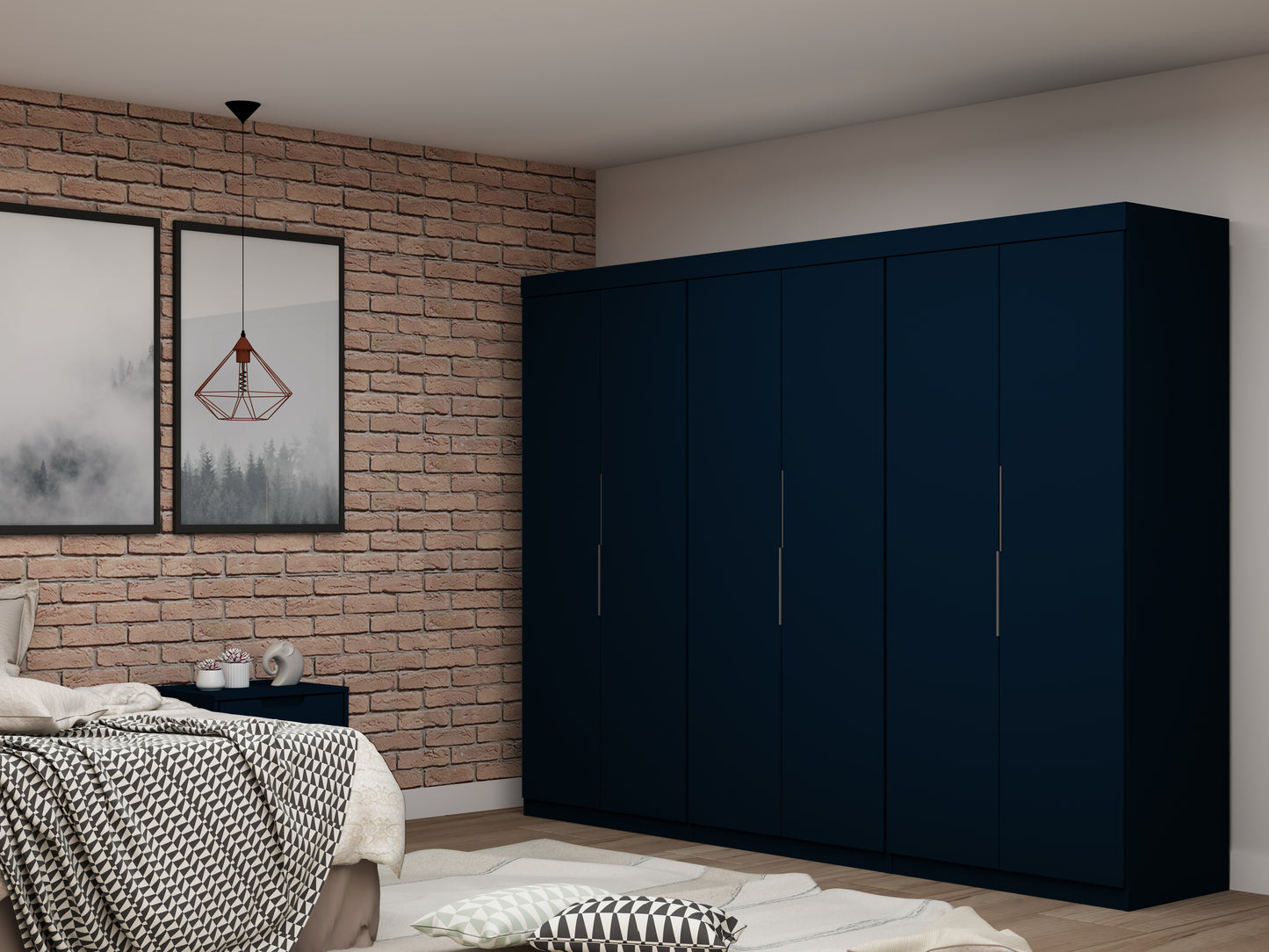 Mulberry Contemporary Modern 13-Piece Wardrobe Closet in Midnight Blue 124GMC4