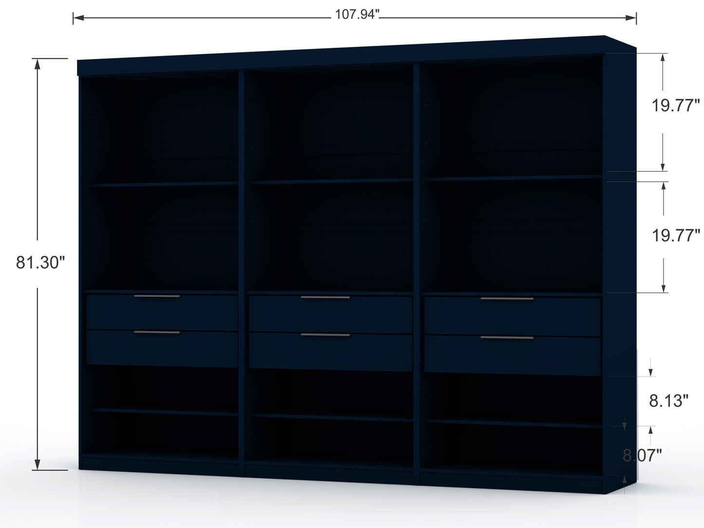 Mulberry Contemporary Modern 13-Piece Wardrobe Closet in Midnight Blue 124GMC4