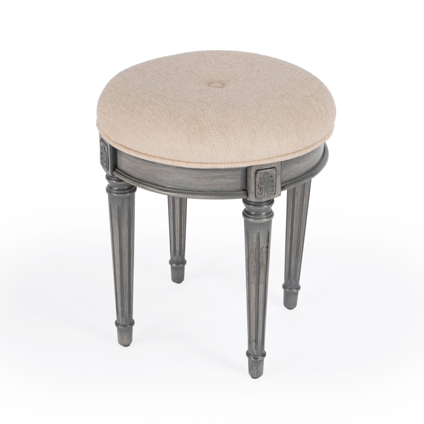 Bernadette Upholstered 18"W Vanity Stool in Gray 1250418