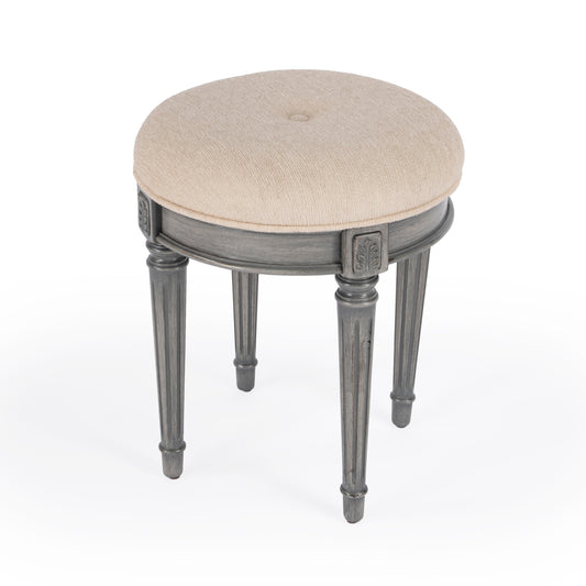 Bernadette Upholstered 18"W Vanity Stool in Gray 1250418