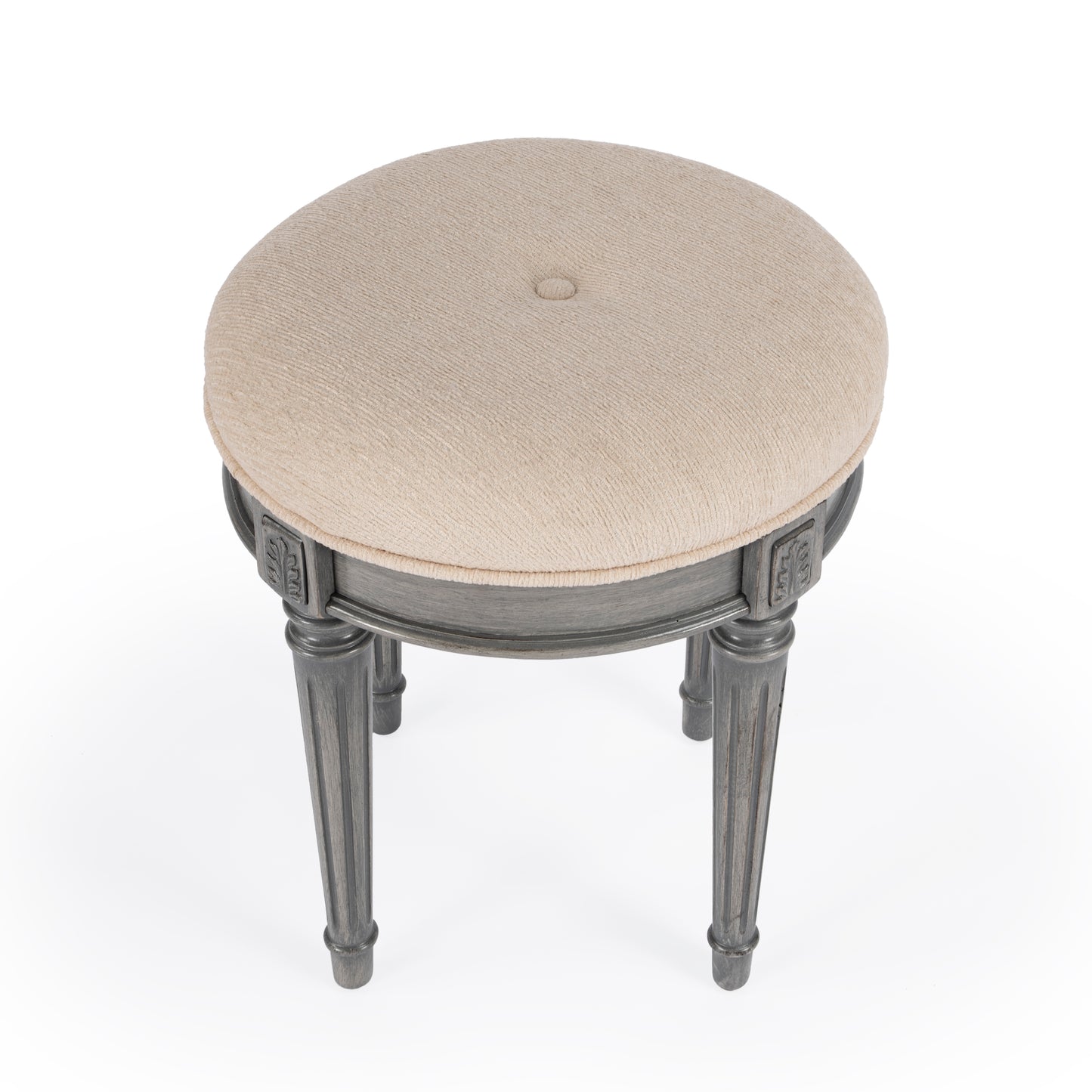 Bernadette Upholstered 18"W Vanity Stool in Gray 1250418