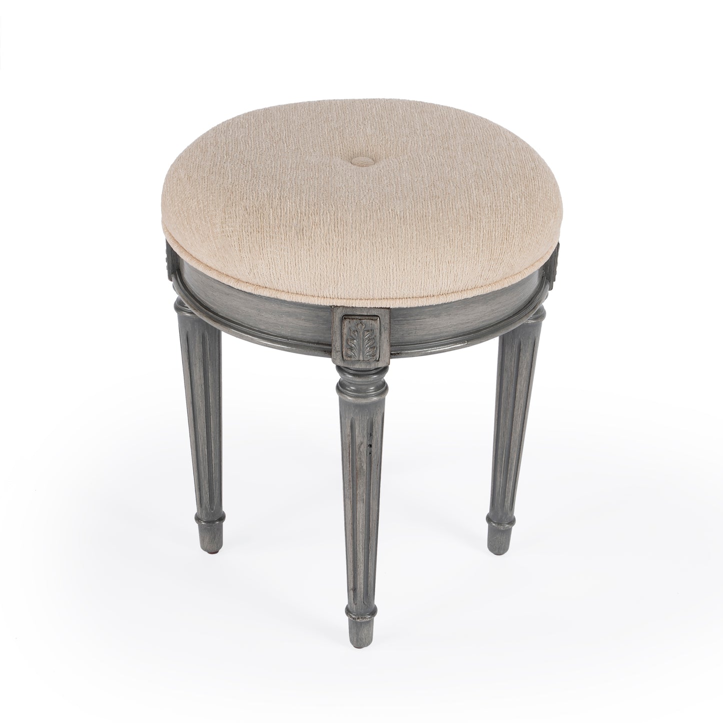 Bernadette Upholstered 18"W Vanity Stool in Gray 1250418