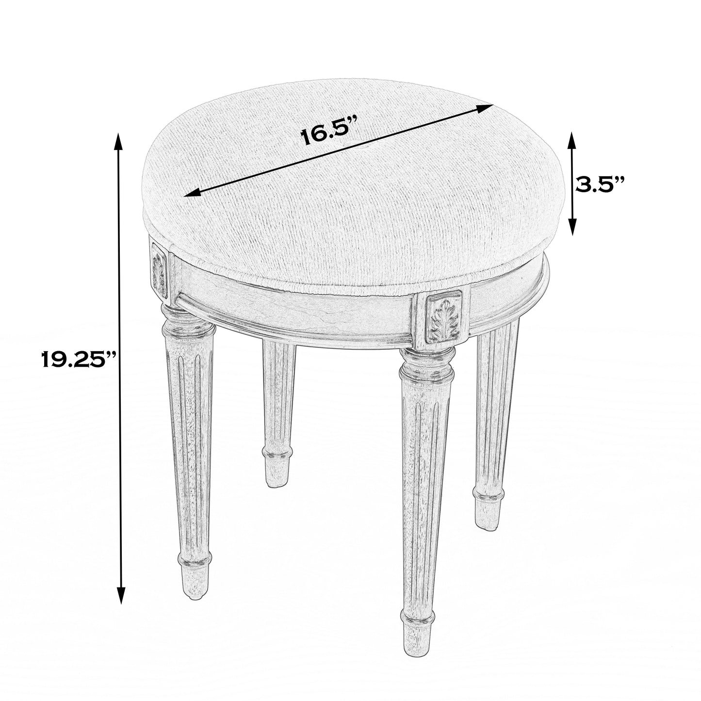 Bernadette Upholstered 18"W Vanity Stool in Gray 1250418