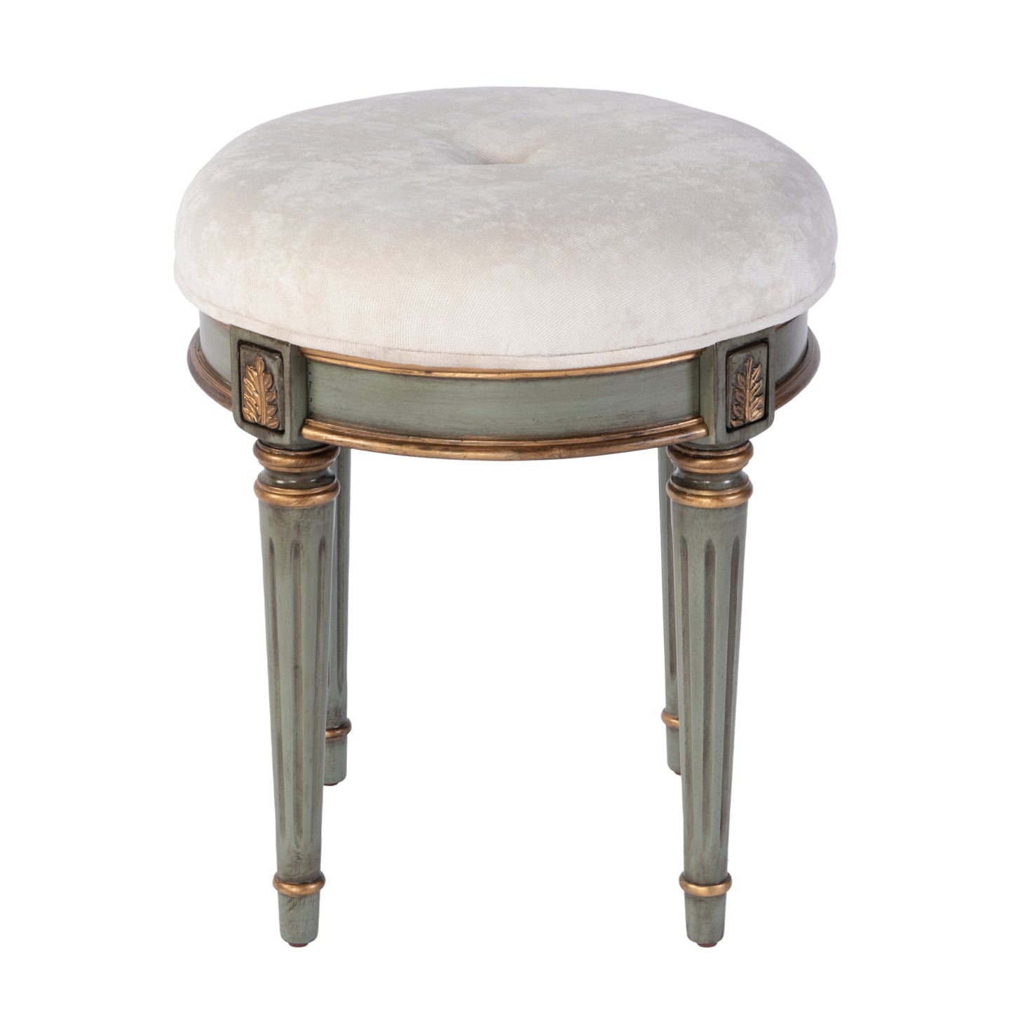 Butler Specialty Company Bernadette 18.5 in. Seat Height Round Upholstered and Wood Traditional Vanity Stool, Green