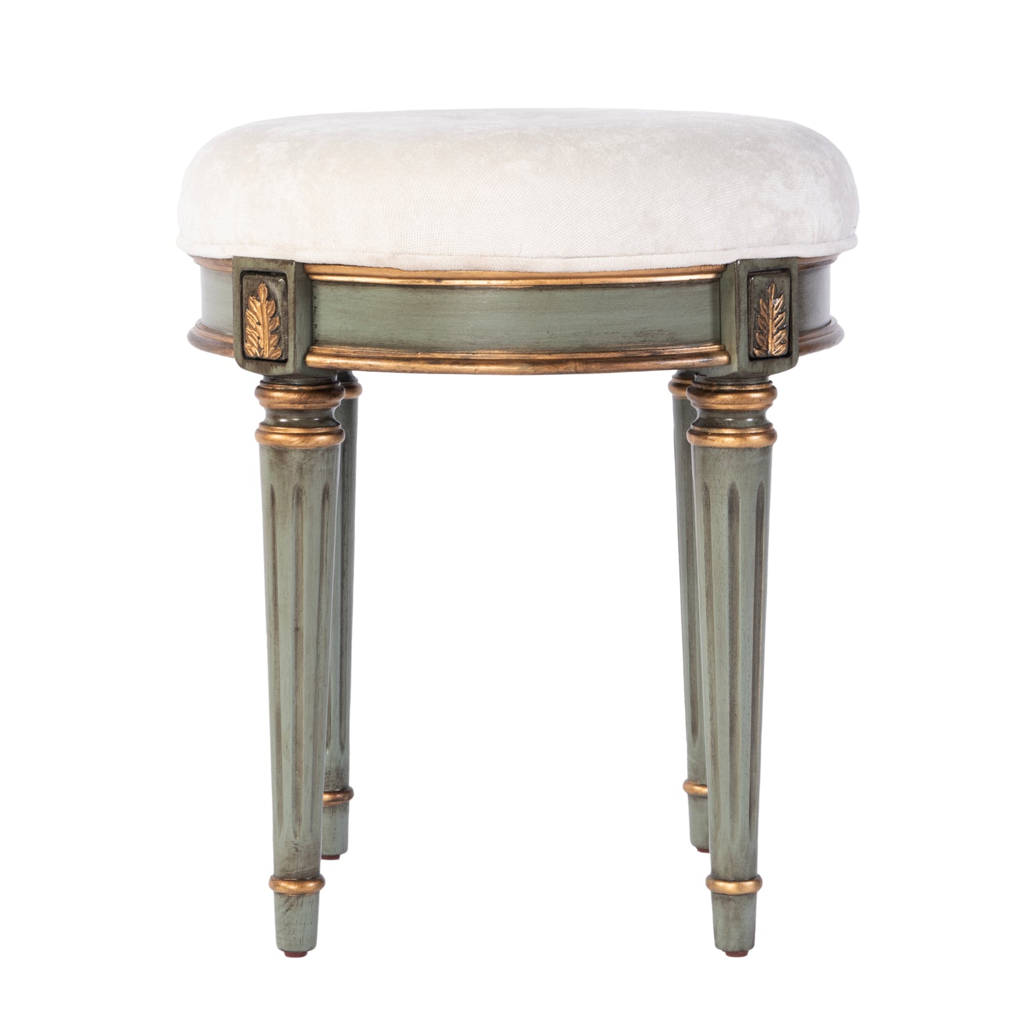 Butler Specialty Company Bernadette 18.5 in. Seat Height Round Upholstered and Wood Traditional Vanity Stool, Green