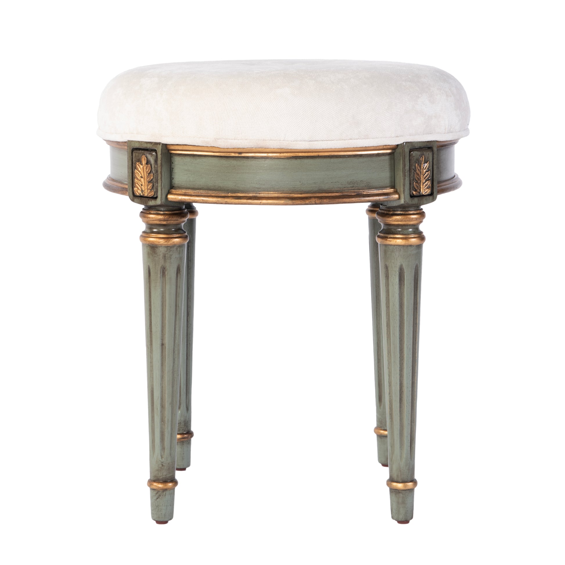 Butler Specialty Company Bernadette 18.5 in. Seat Height Round Upholstered and Wood Traditional Vanity Stool, Green