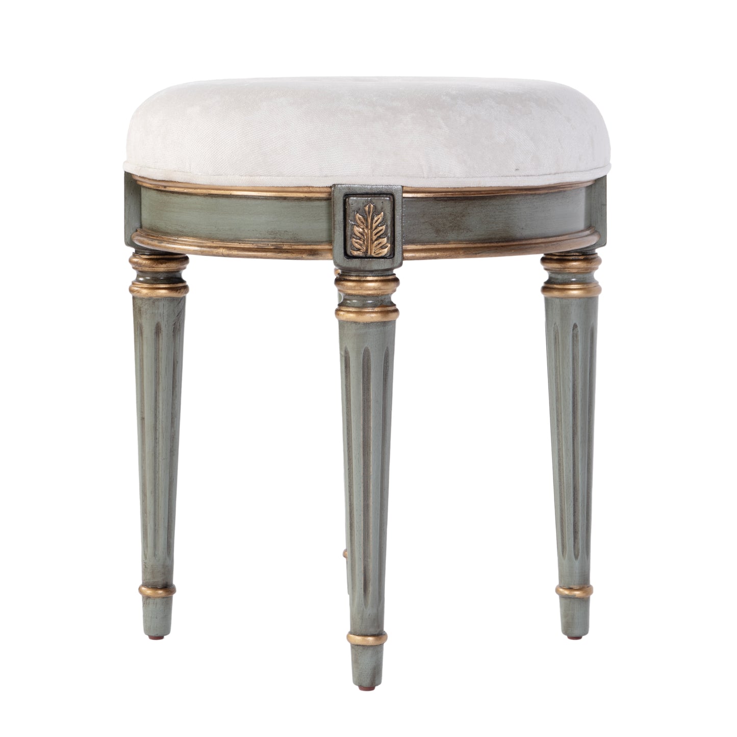 Butler Specialty Company Bernadette 18.5 in. Seat Height Round Upholstered and Wood Traditional Vanity Stool, Green