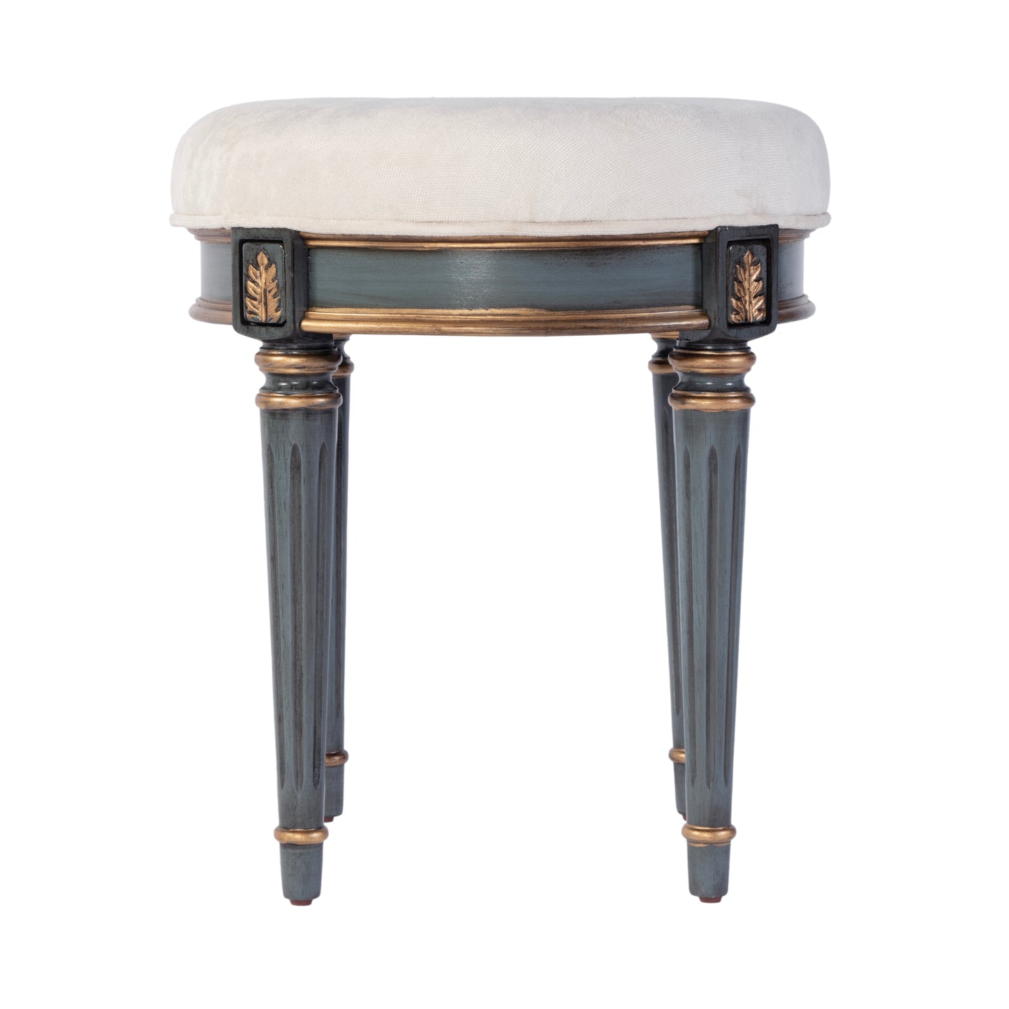 Butler Specialty Company Bernadette 18.5 in. Seat Height Round Upholstered and Wood Traditional Vanity Stool, Blue