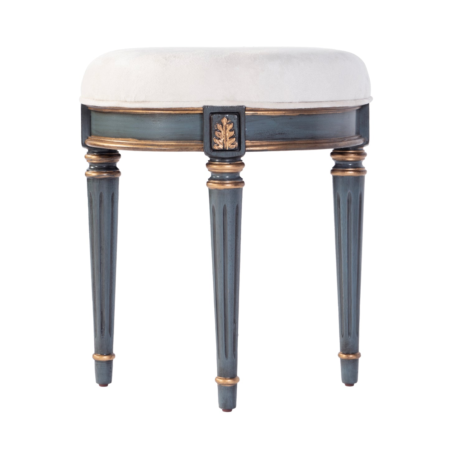 Butler Specialty Company Bernadette 18.5 in. Seat Height Round Upholstered and Wood Traditional Vanity Stool, Blue